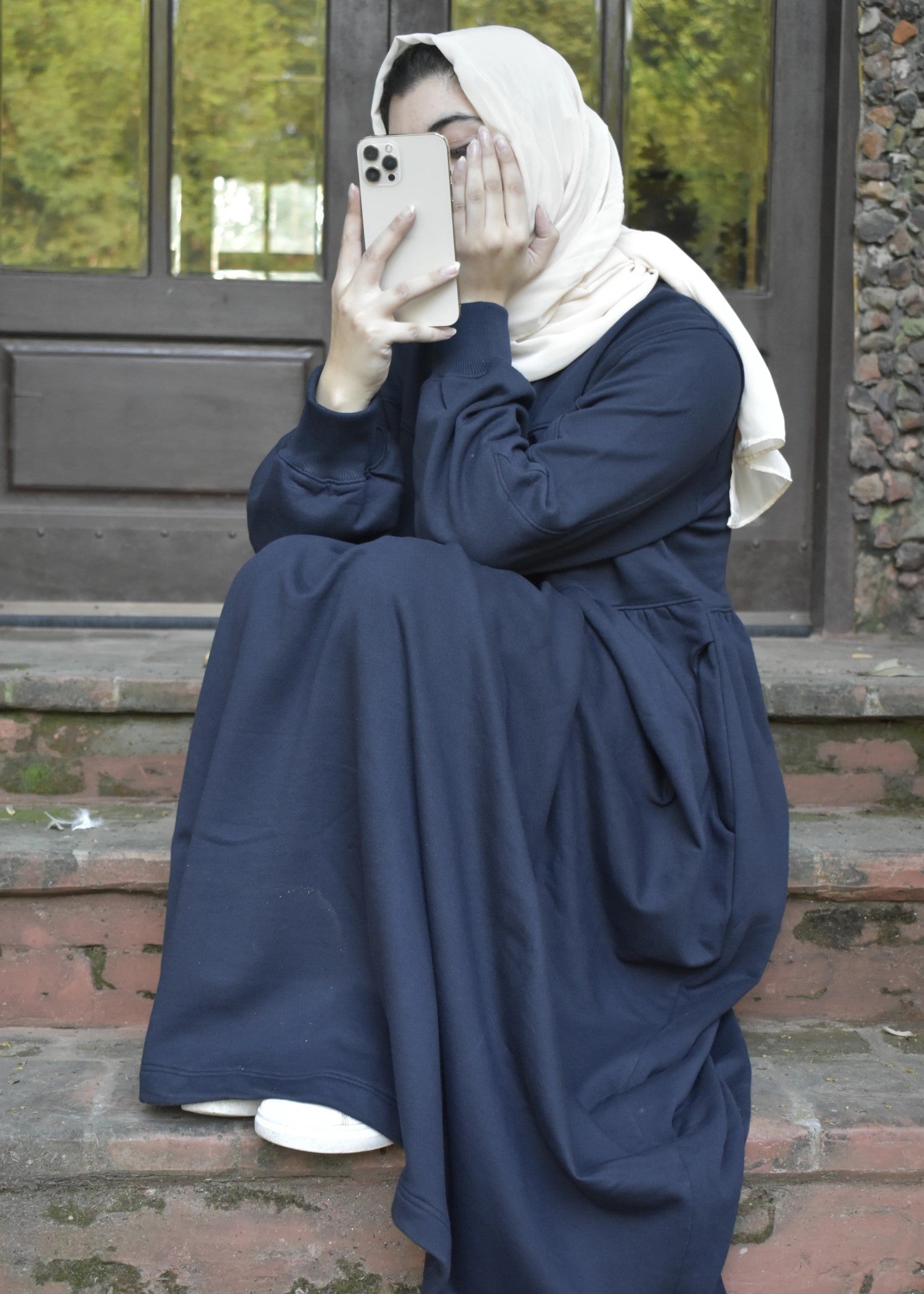 fleece Maxi in Navy blue