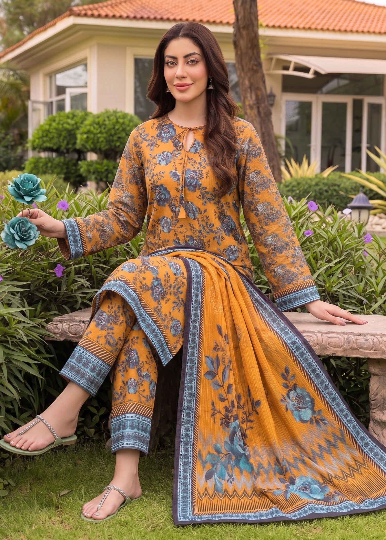 lawn Unstitched in Mari gold