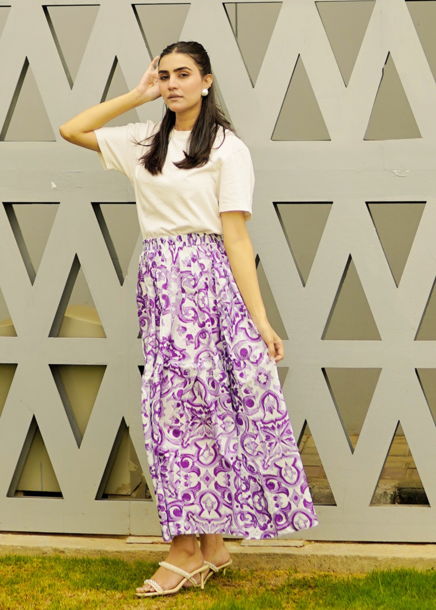 pure cotton Skirt in White
