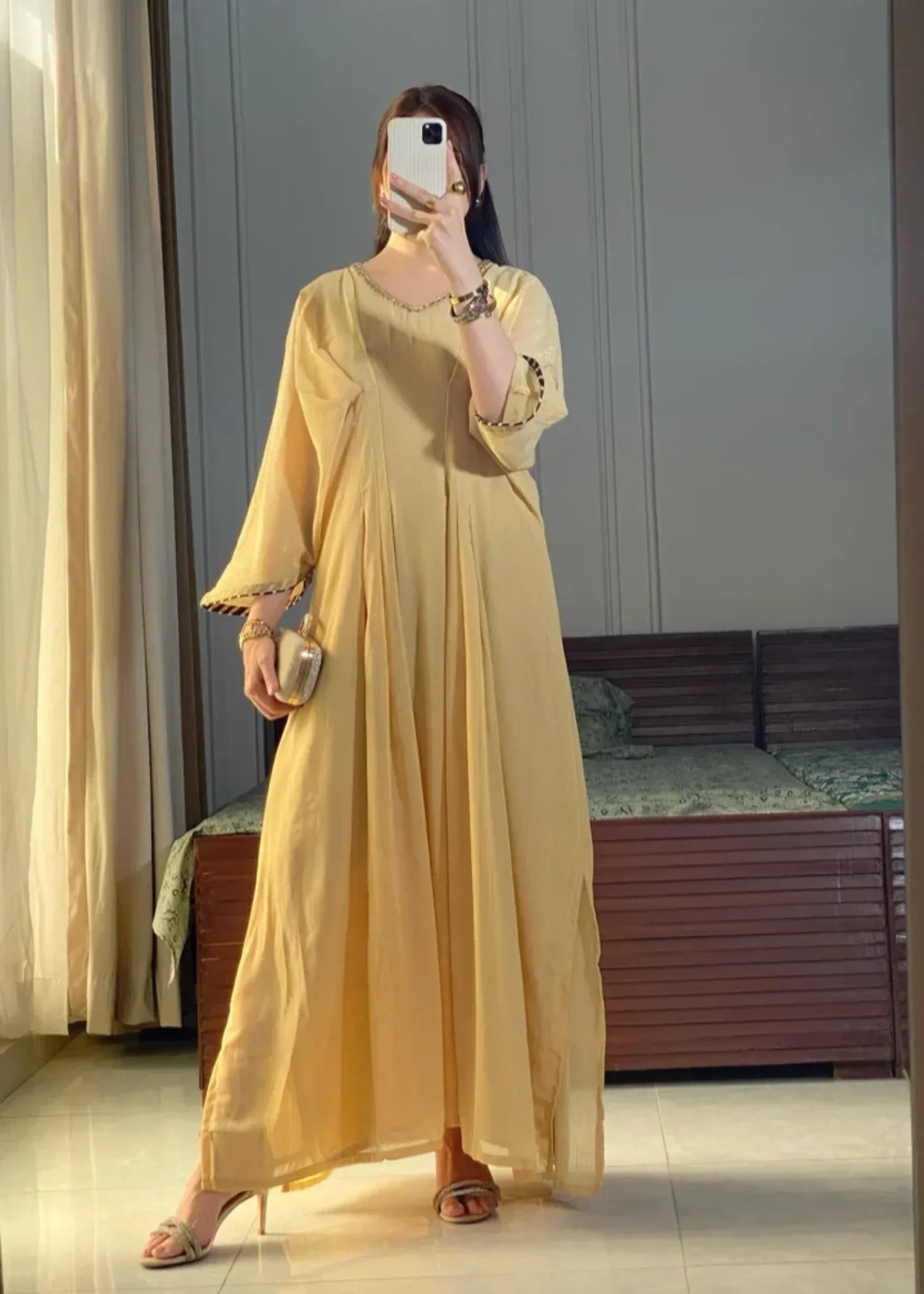 net Kaftan in Gold