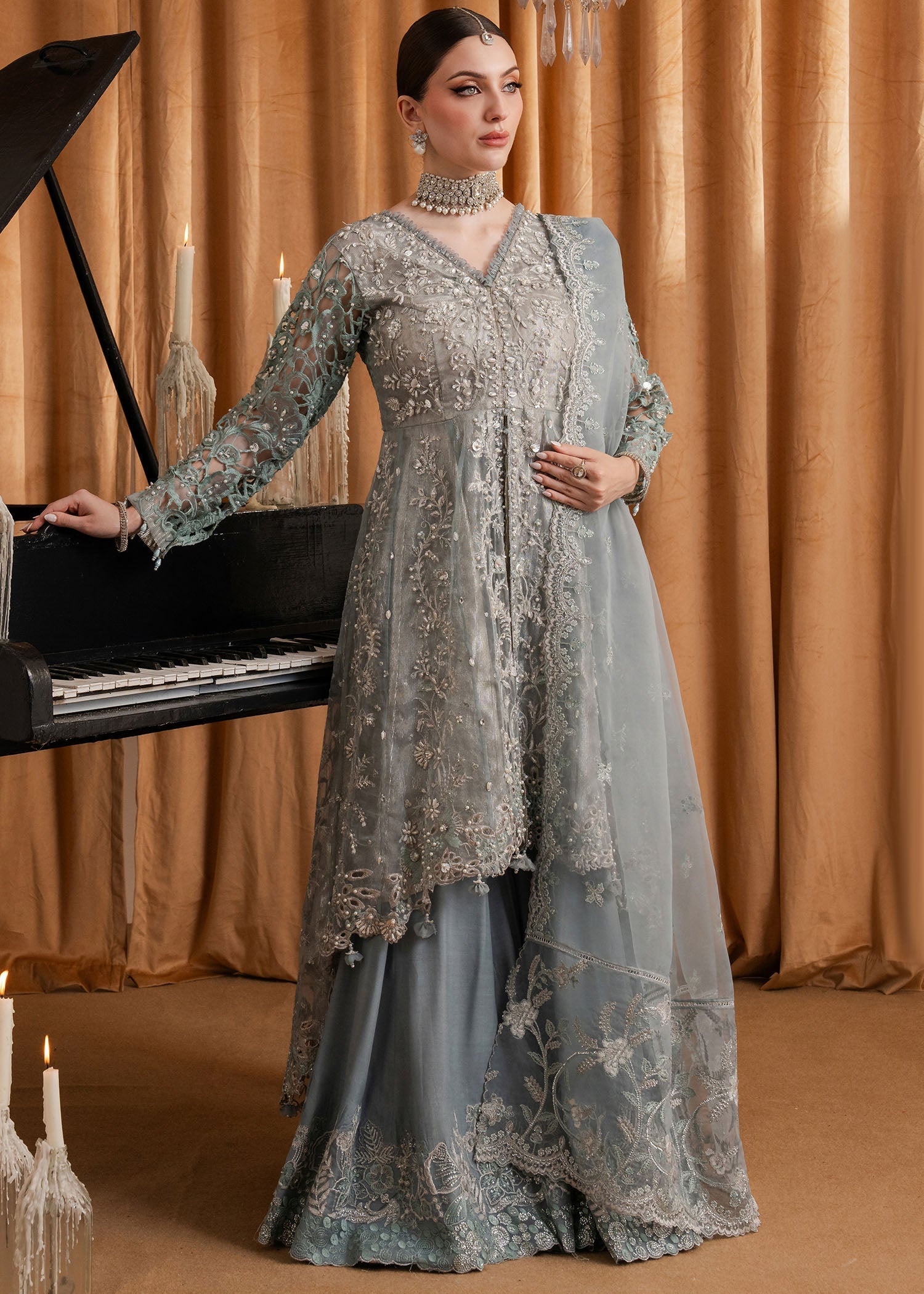 organza Sharara in Grey