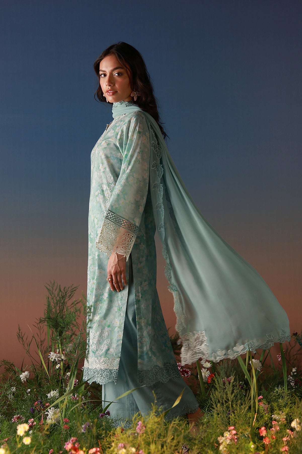 Mirha Lawn – Pale Azure