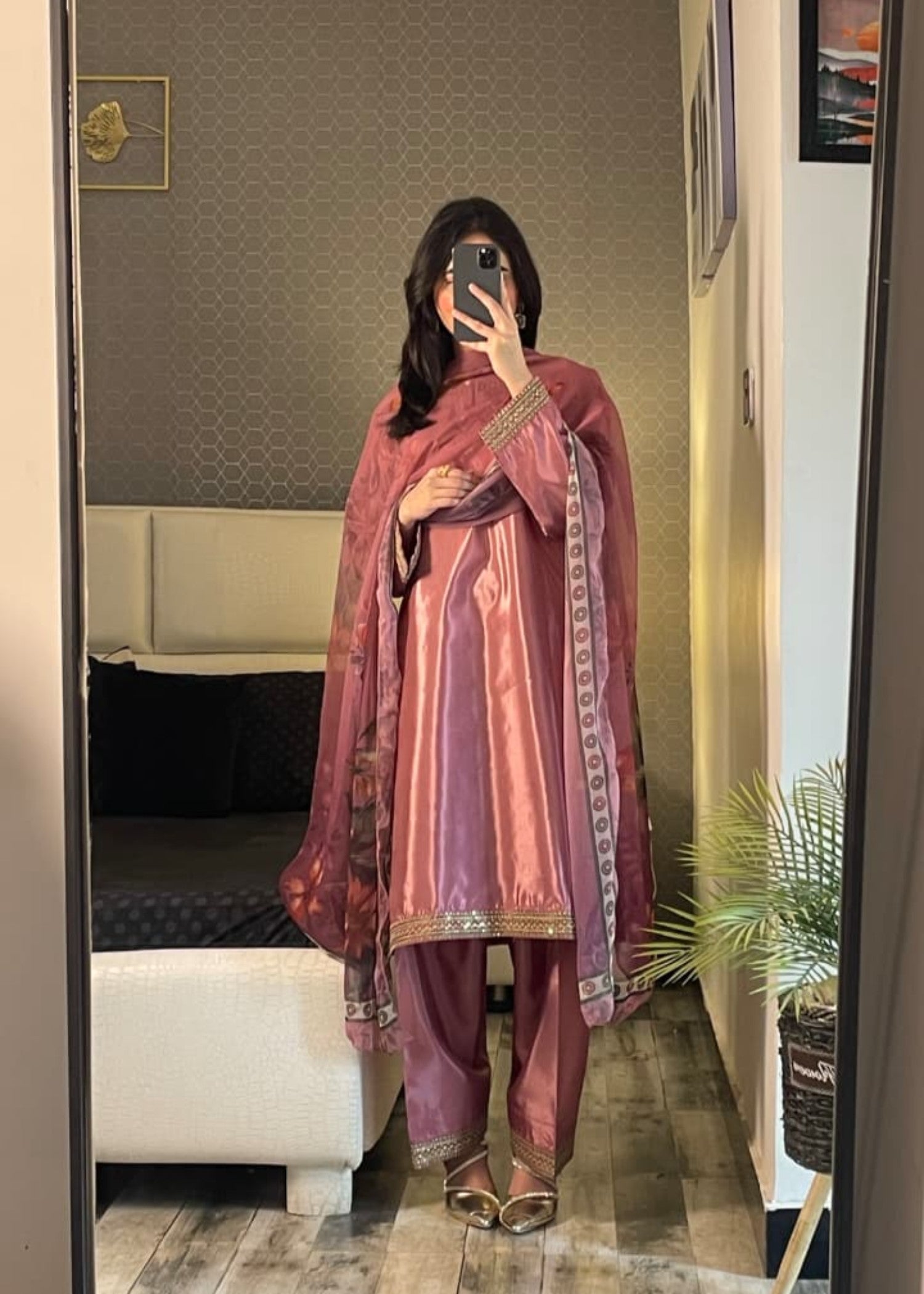 silk Kurta Set in Pink