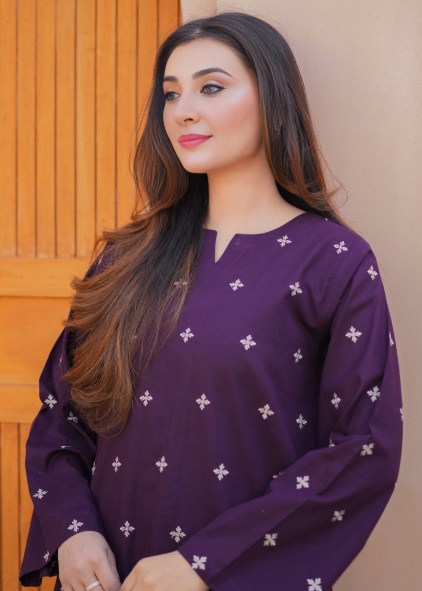 cotton Kurta Set in Purple