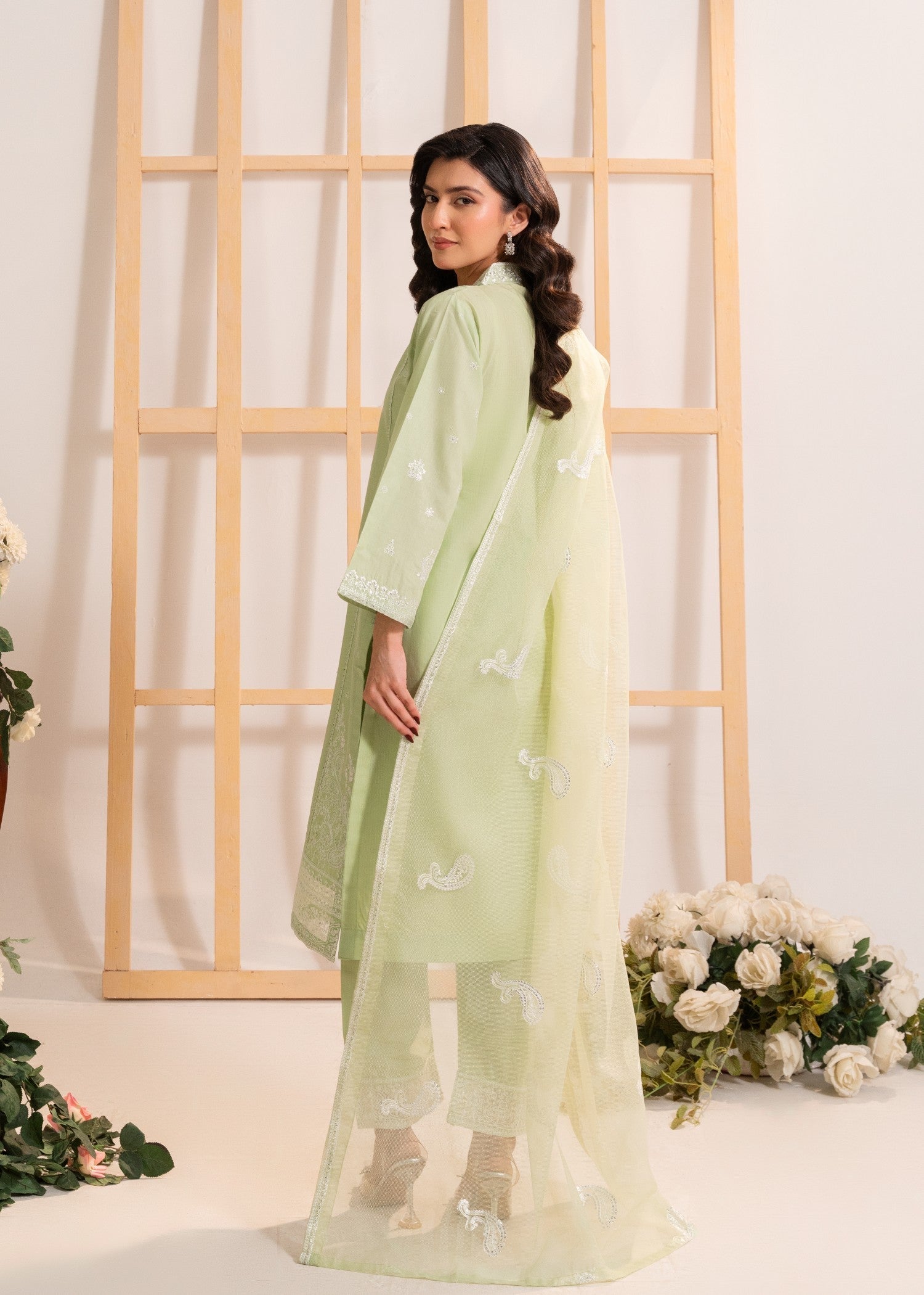 cotton Kurta Set in Mint green