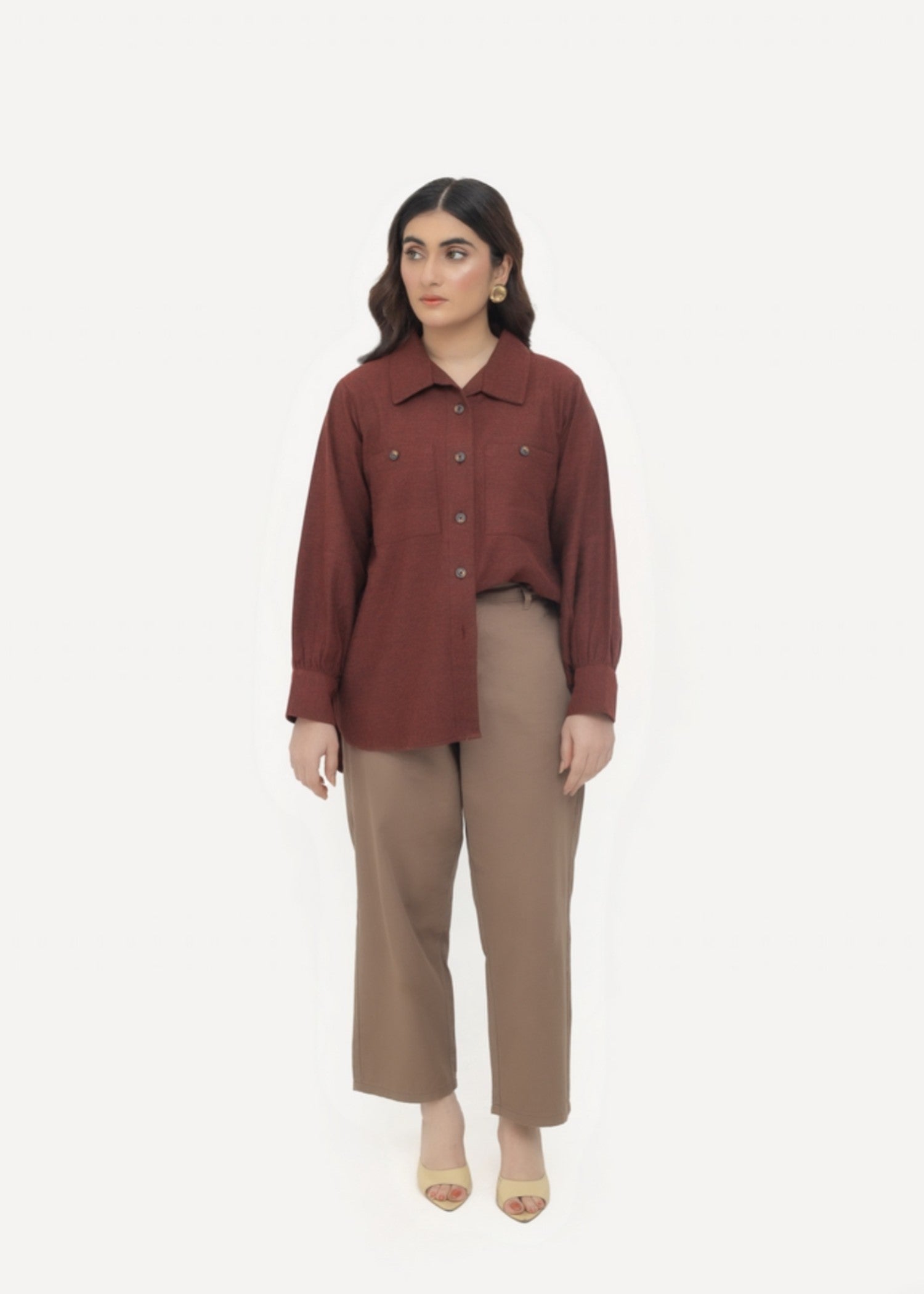 twill cotton Pants in Earth brown