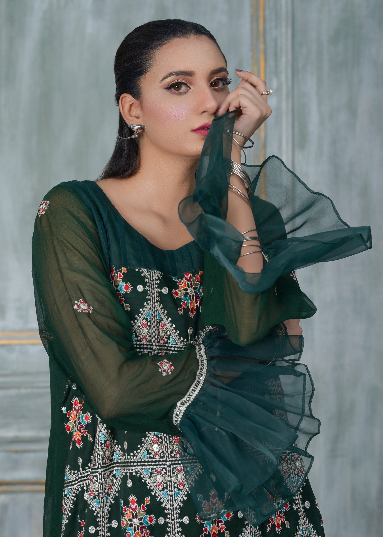 chiffon Maxi in Emerald green