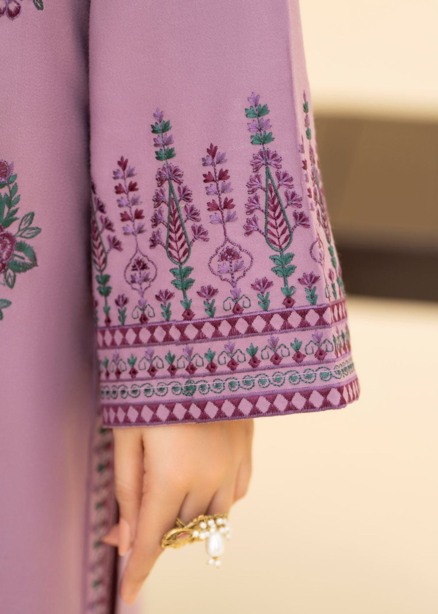 linen Kurta Set in Mauve pink