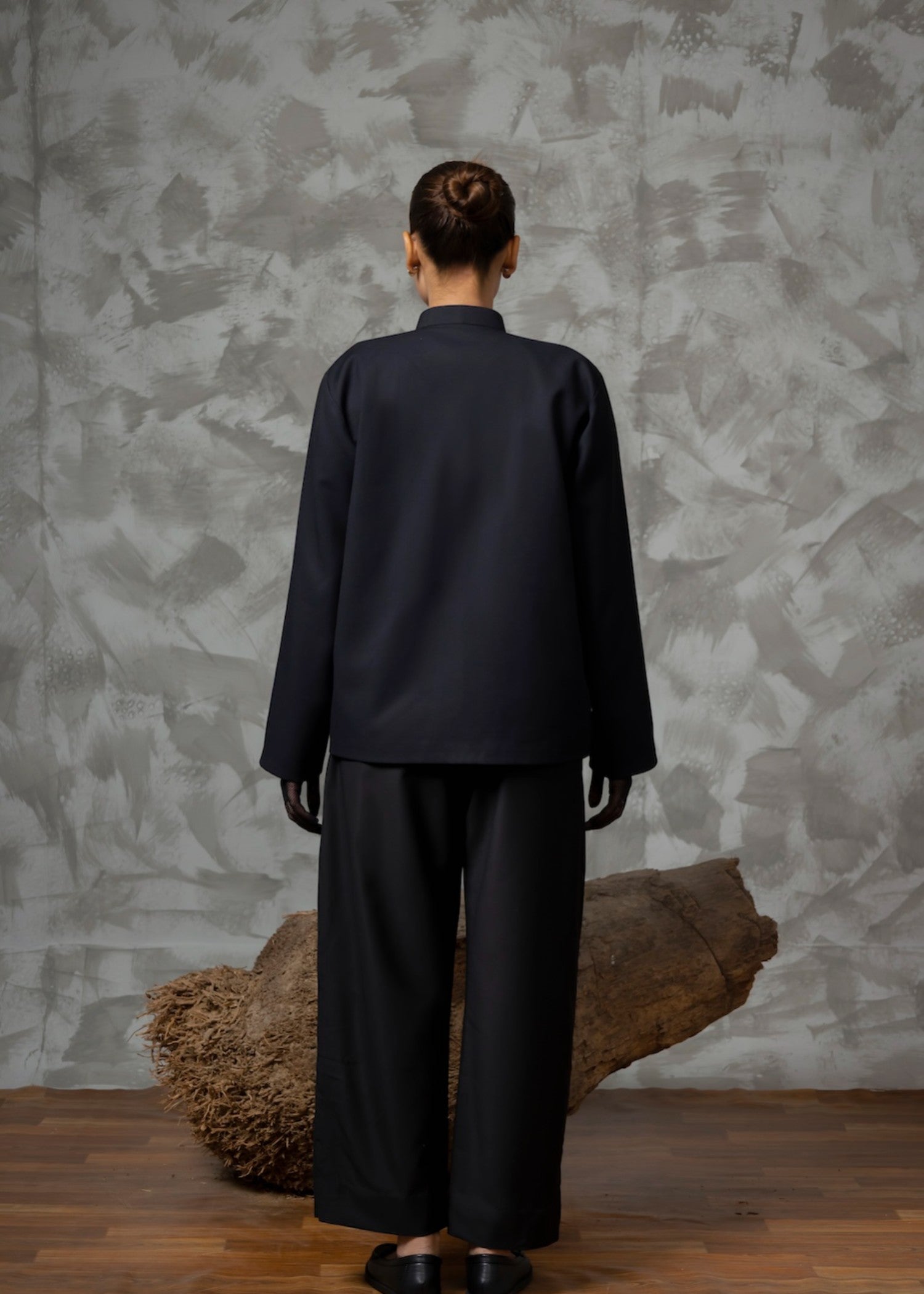 twill cotton Top in Black