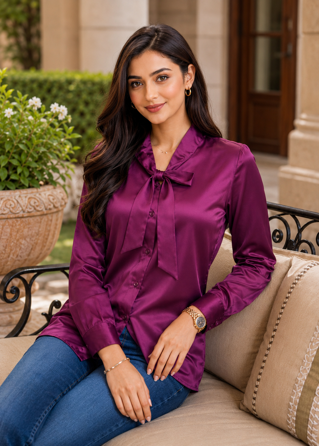 silk Top in Plum purple