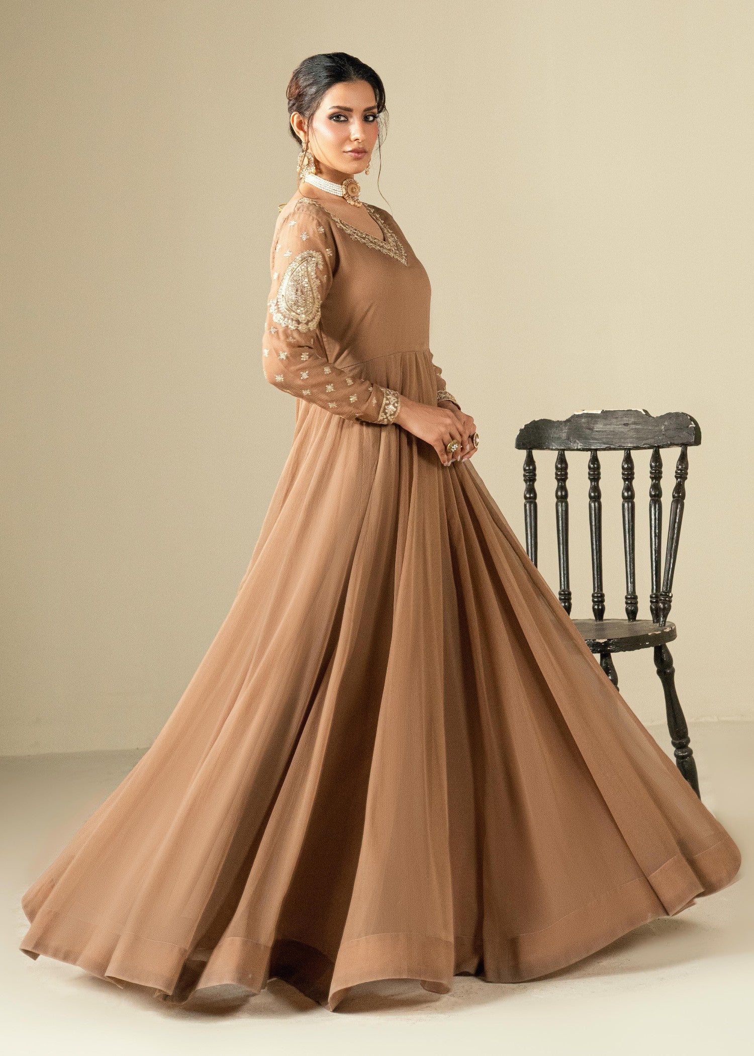 chiffon Maxi in Caramel brown