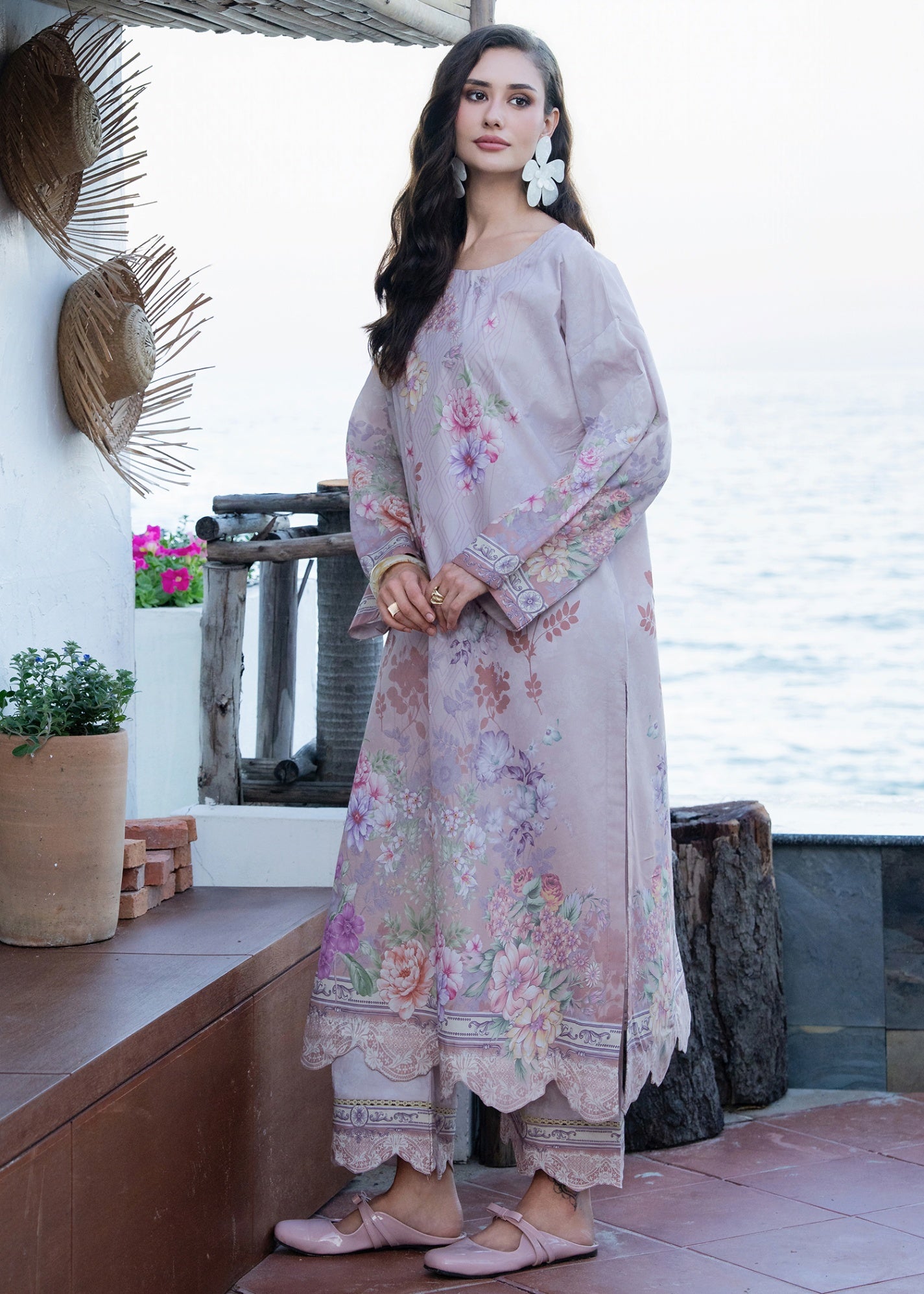 silk grip Kurta Set in Lavender