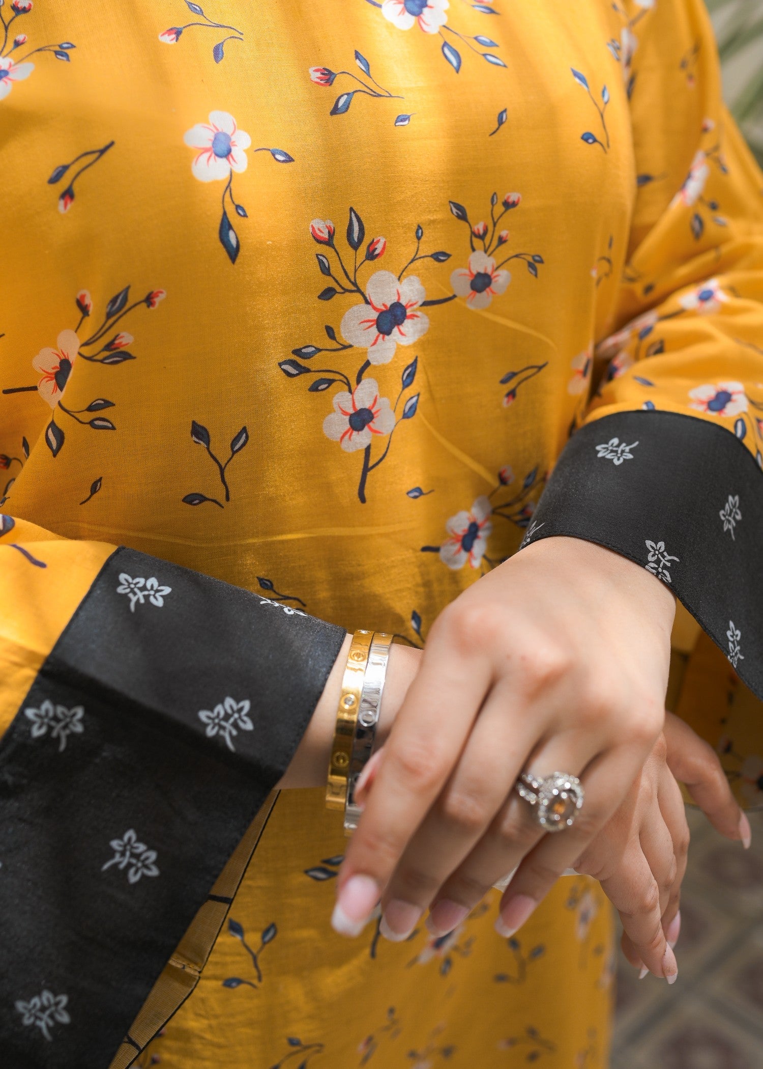 lawn Kurta Set in Autumn gold