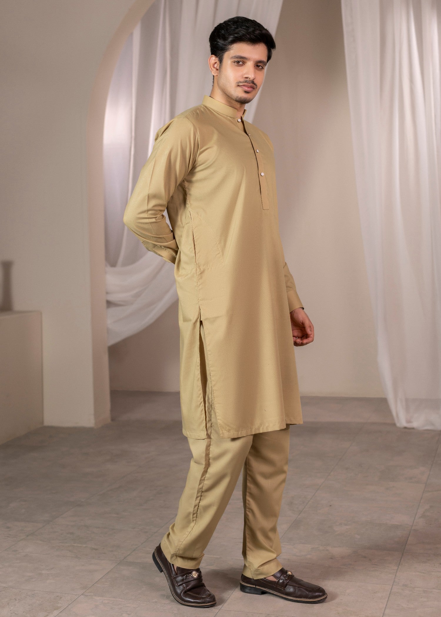 wash & wear Kurta Set in Flax