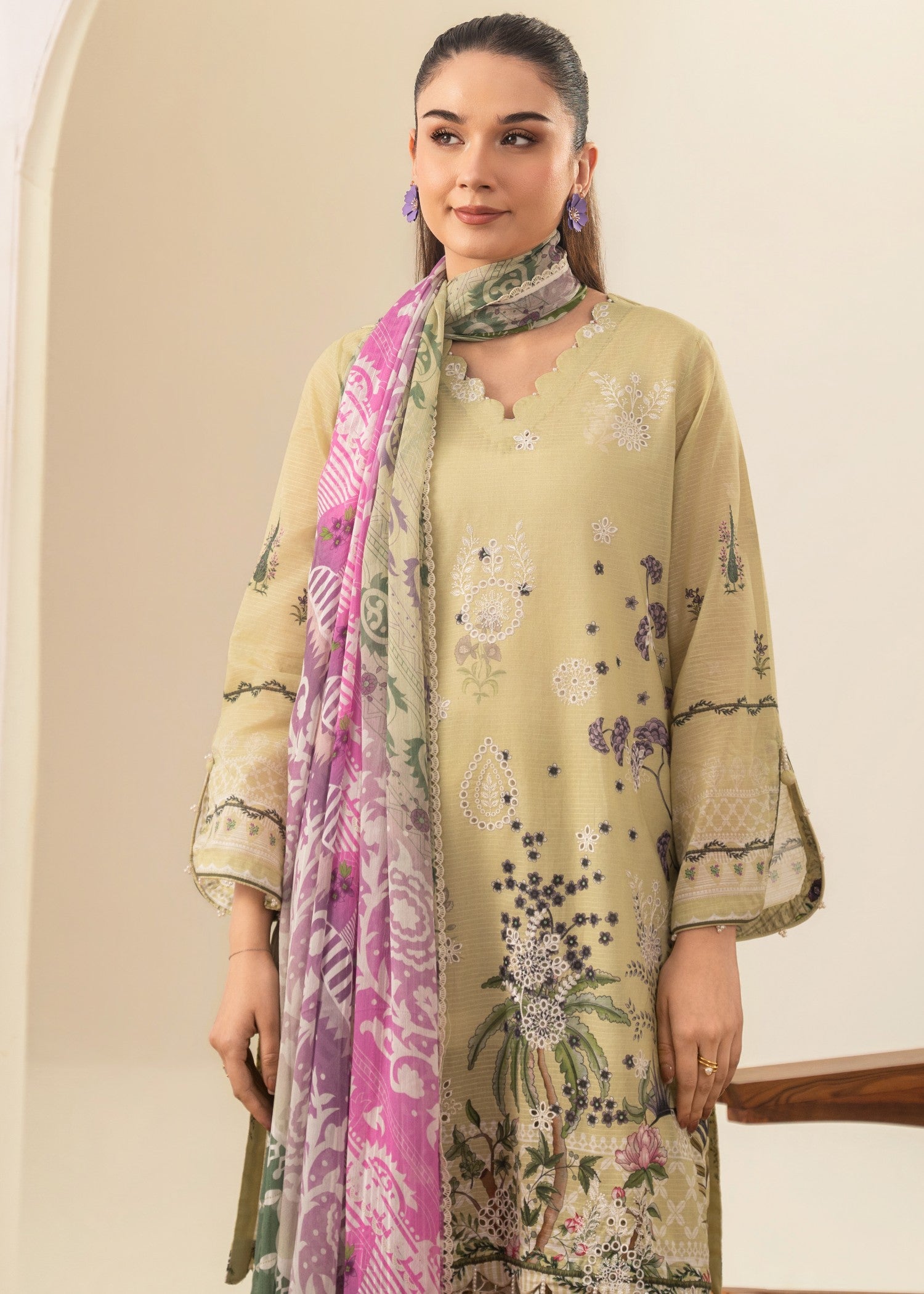 lawn Kurta Set in Sage green