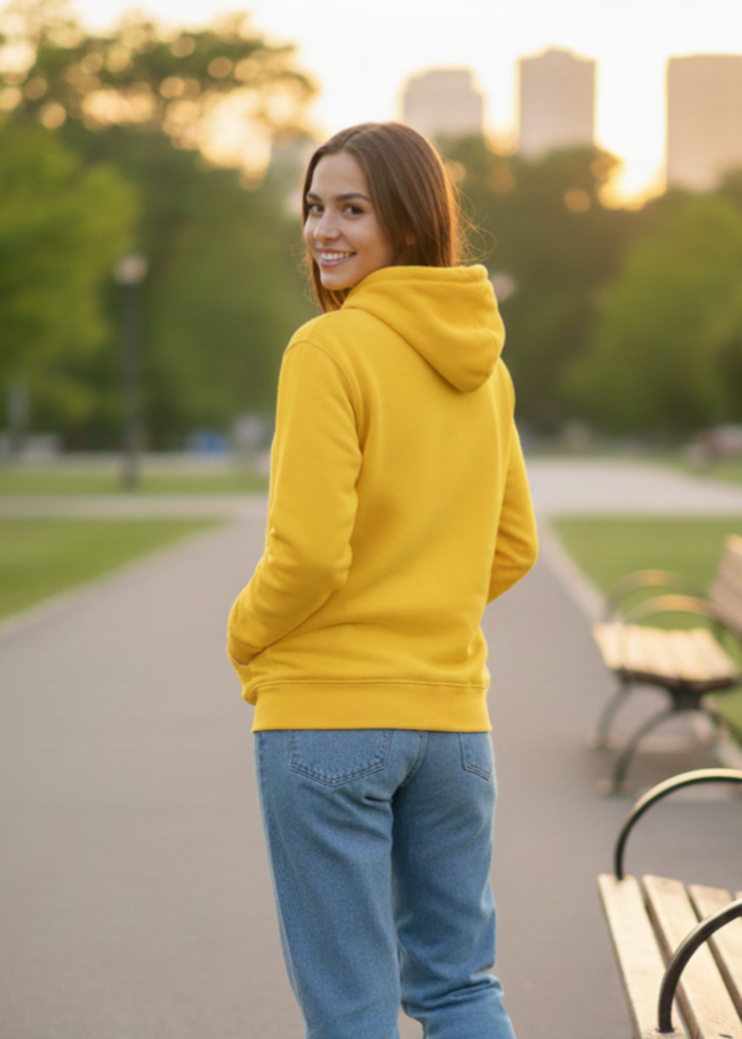 cotton Hoodie in Yellow