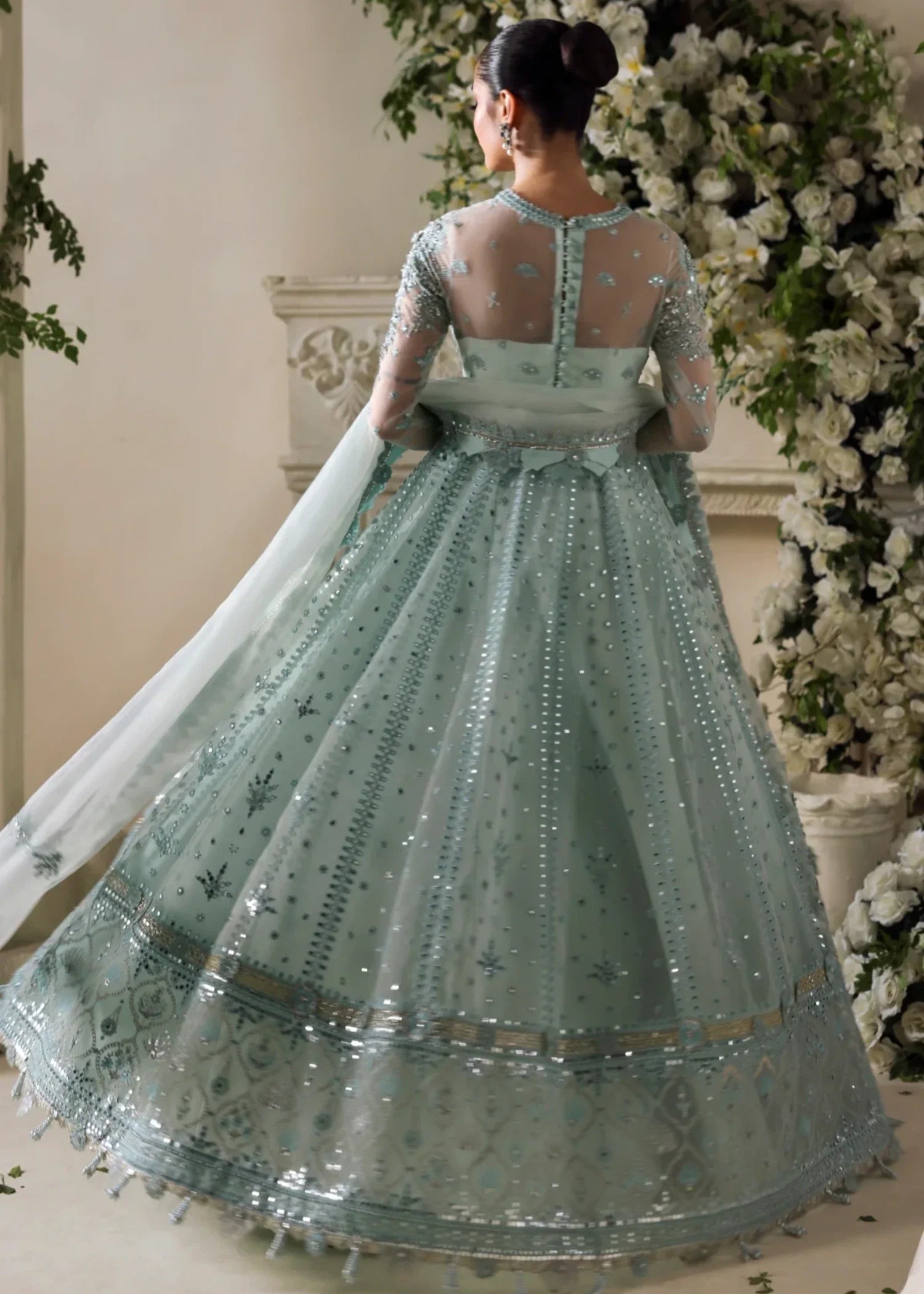 poly organza Gown in Ice blue