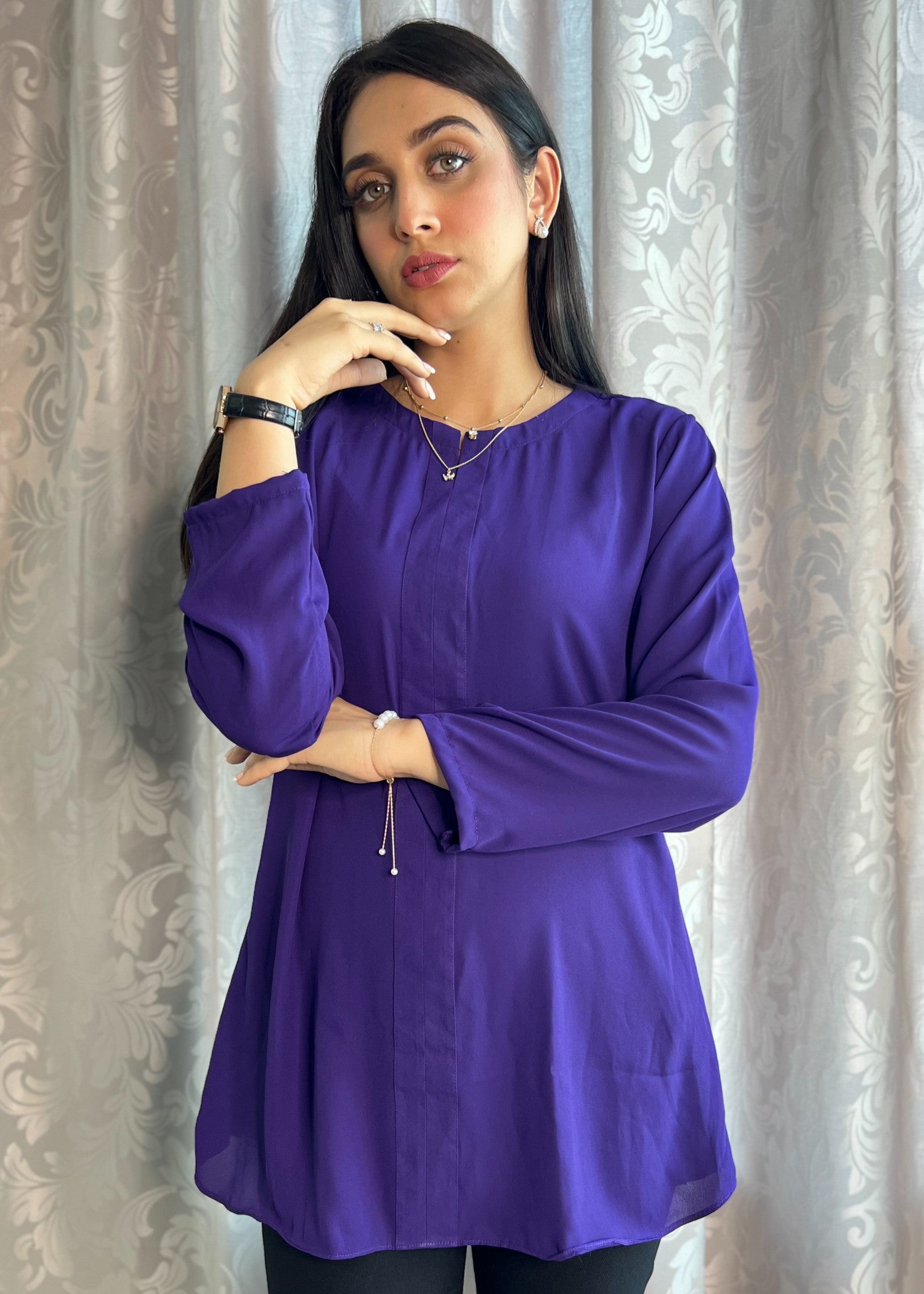 georgette Top in Purple rain
