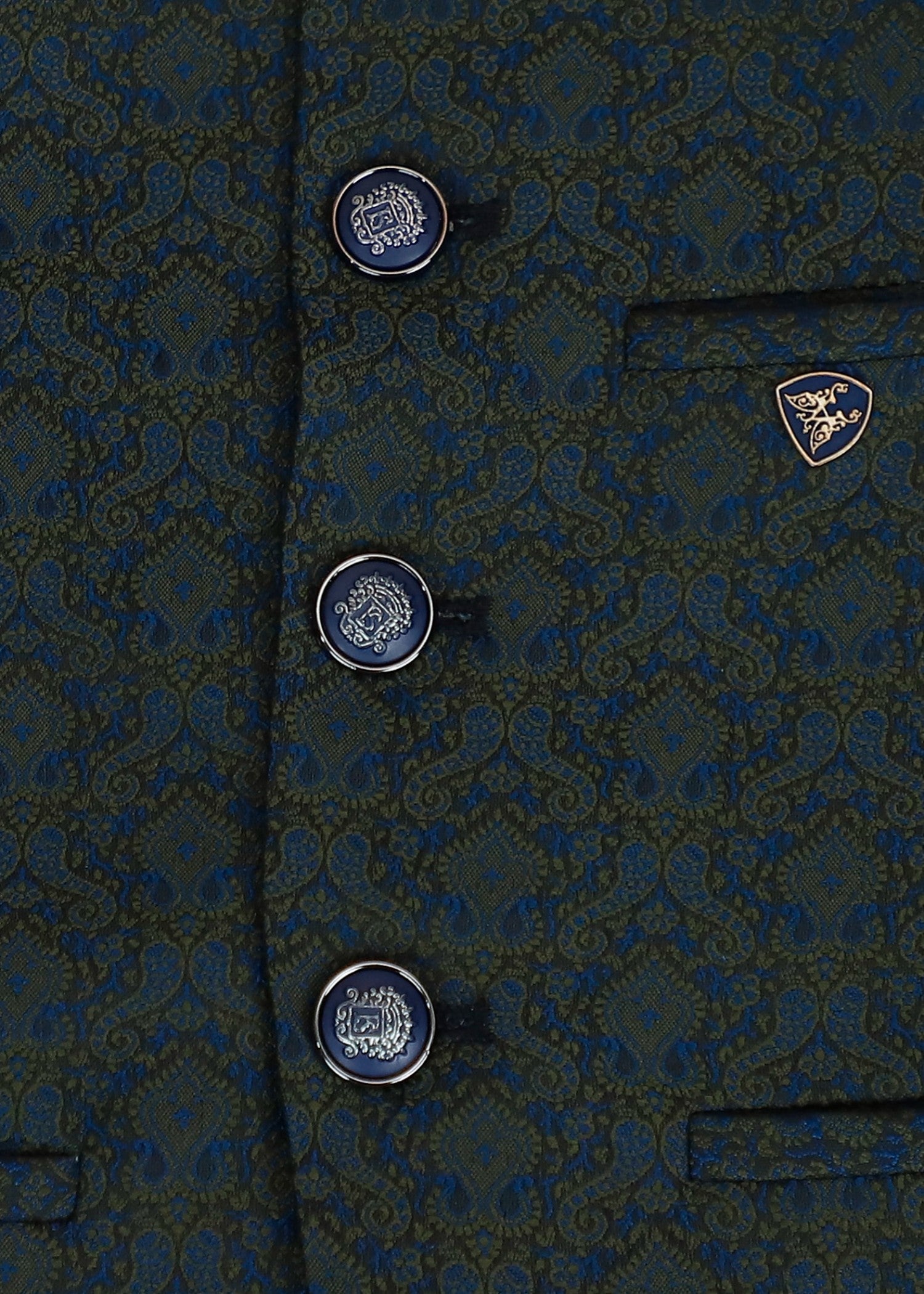 banarsi silk Prince Coat in Army green
