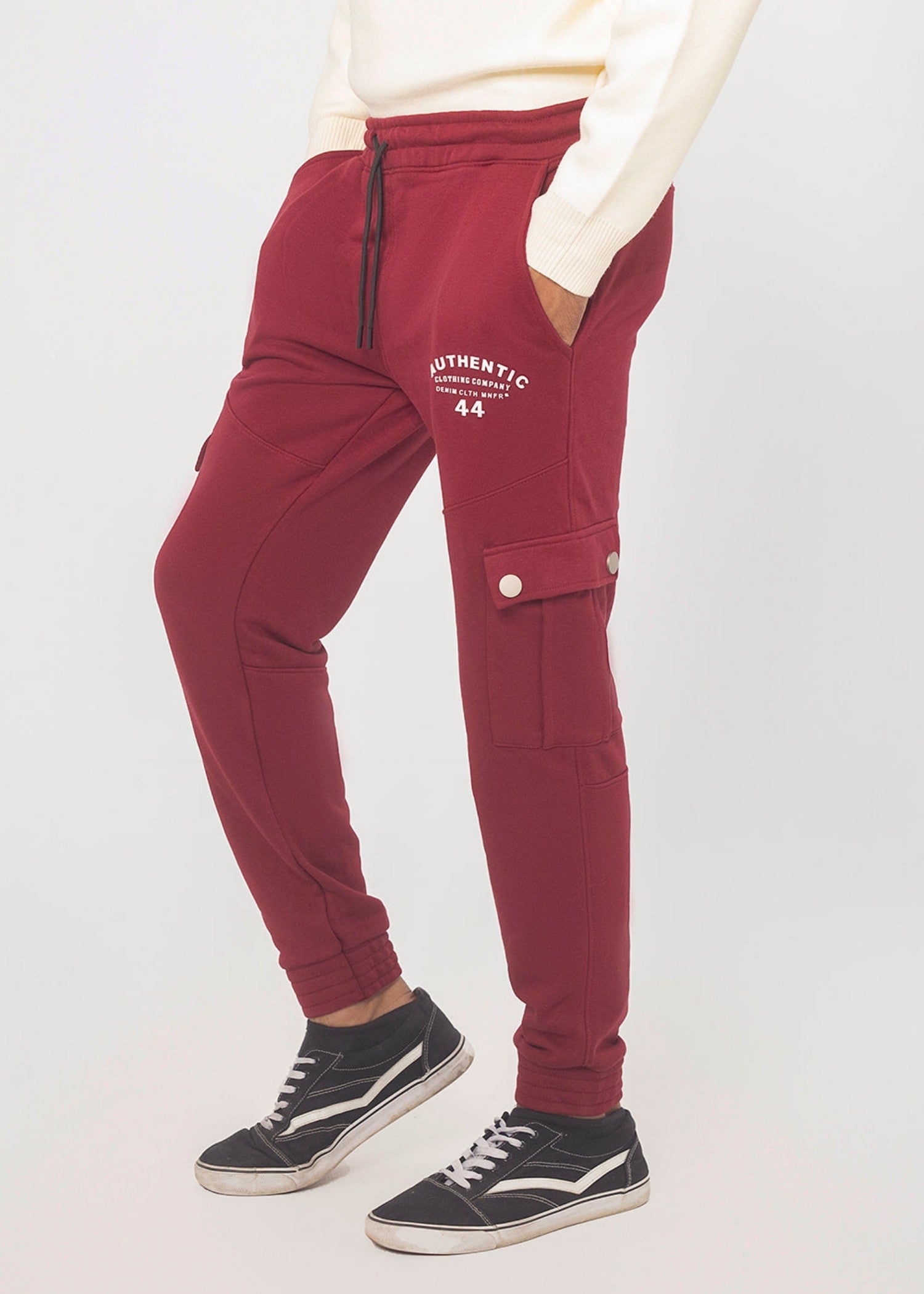 interlock knit Trousers in Maroon