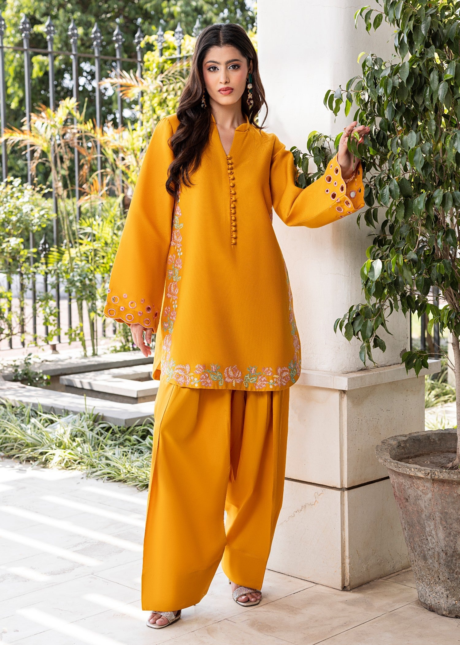 lawn Kurta Set in Gold