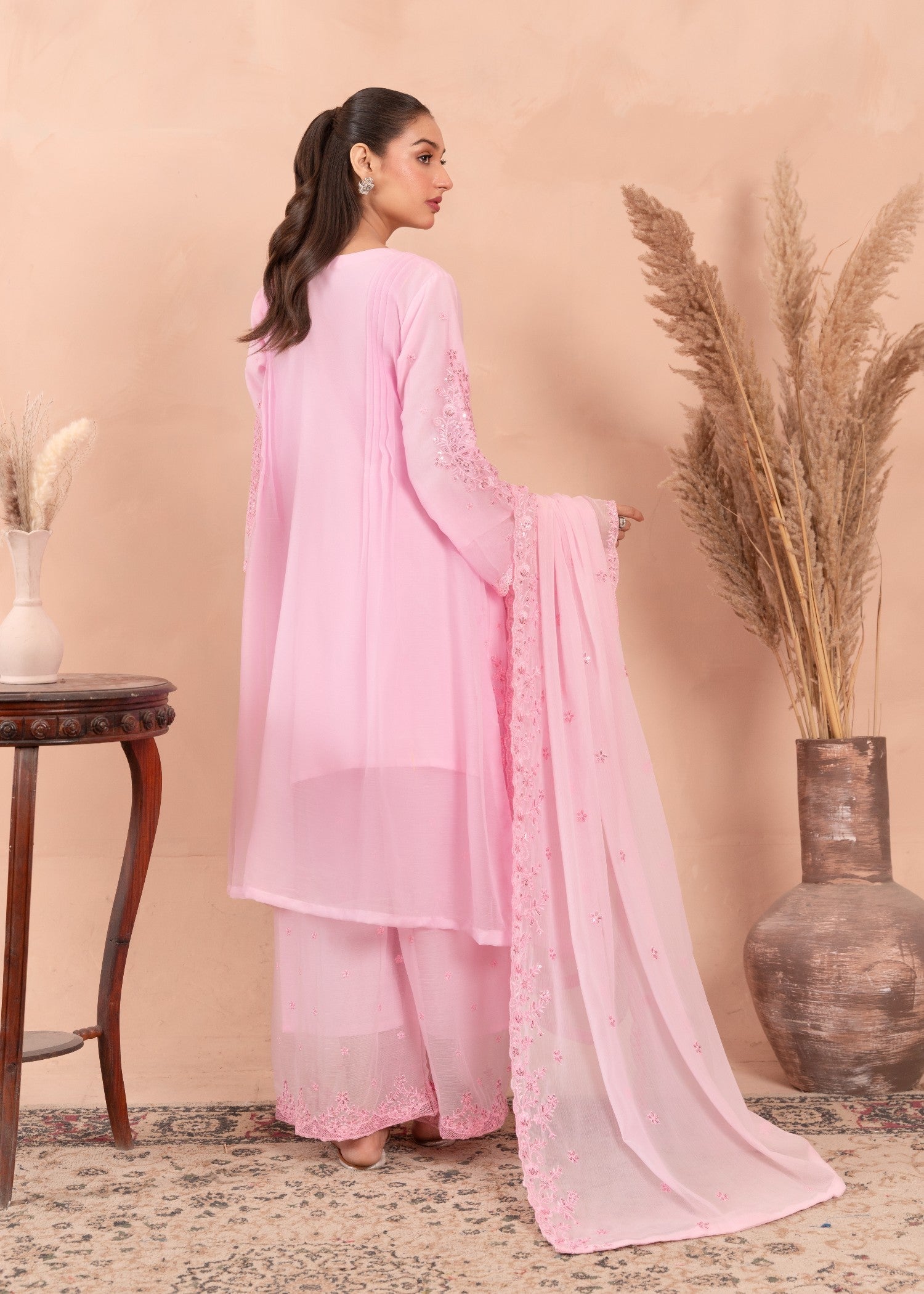 chiffon Pishwas in Pink