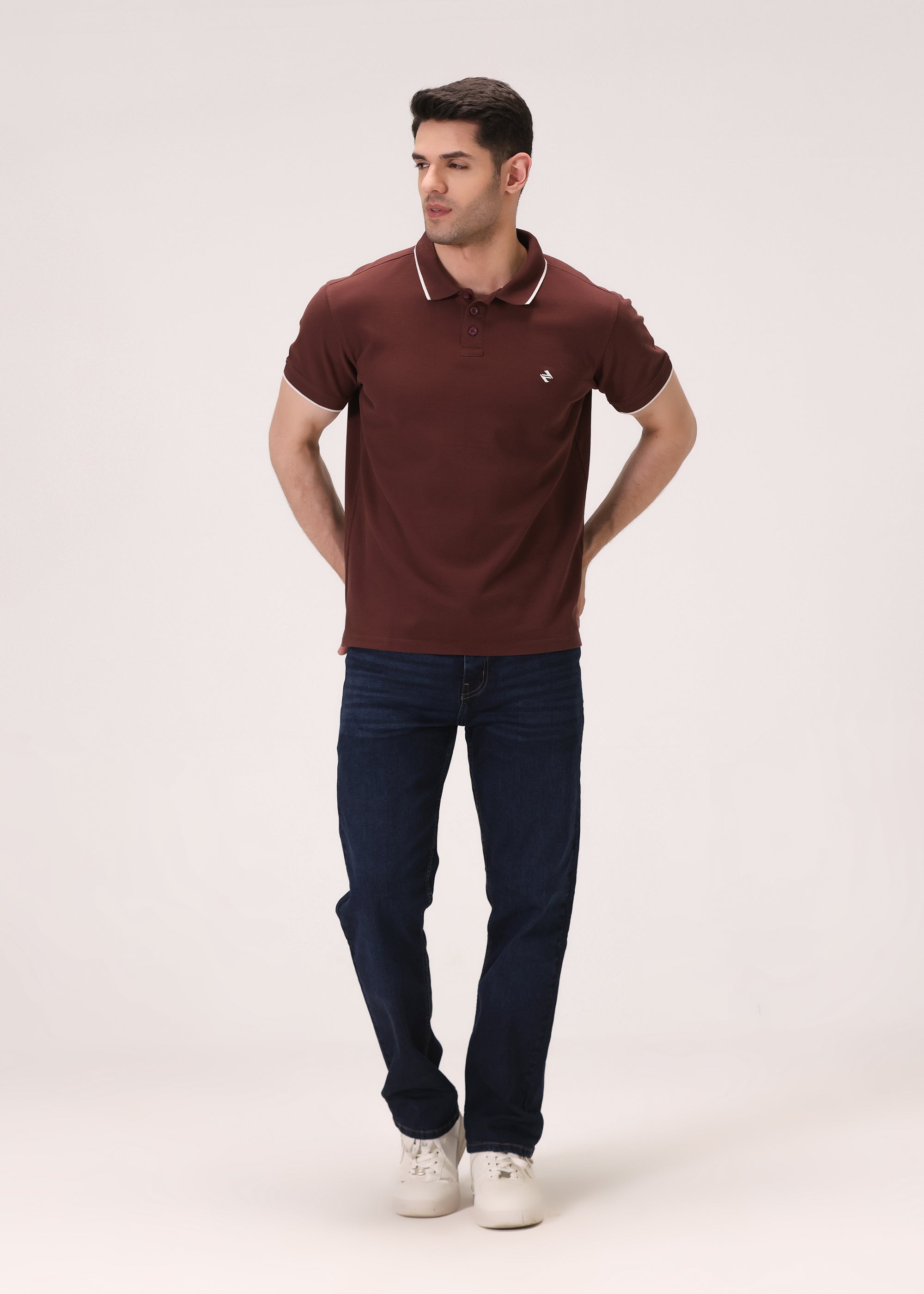 cambric cotton Polo Shirt in Brown