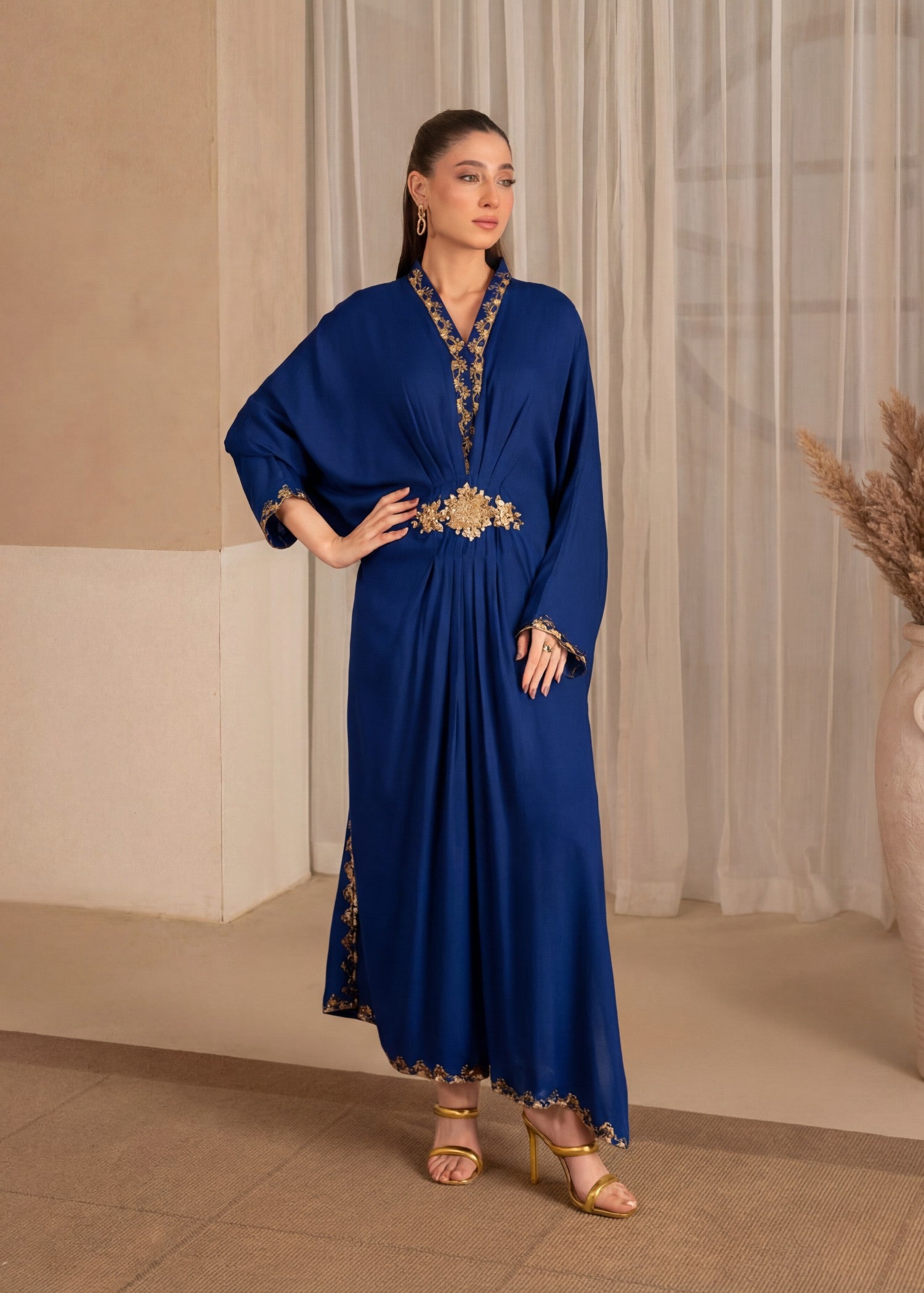 linen Kaftan in Navy blue