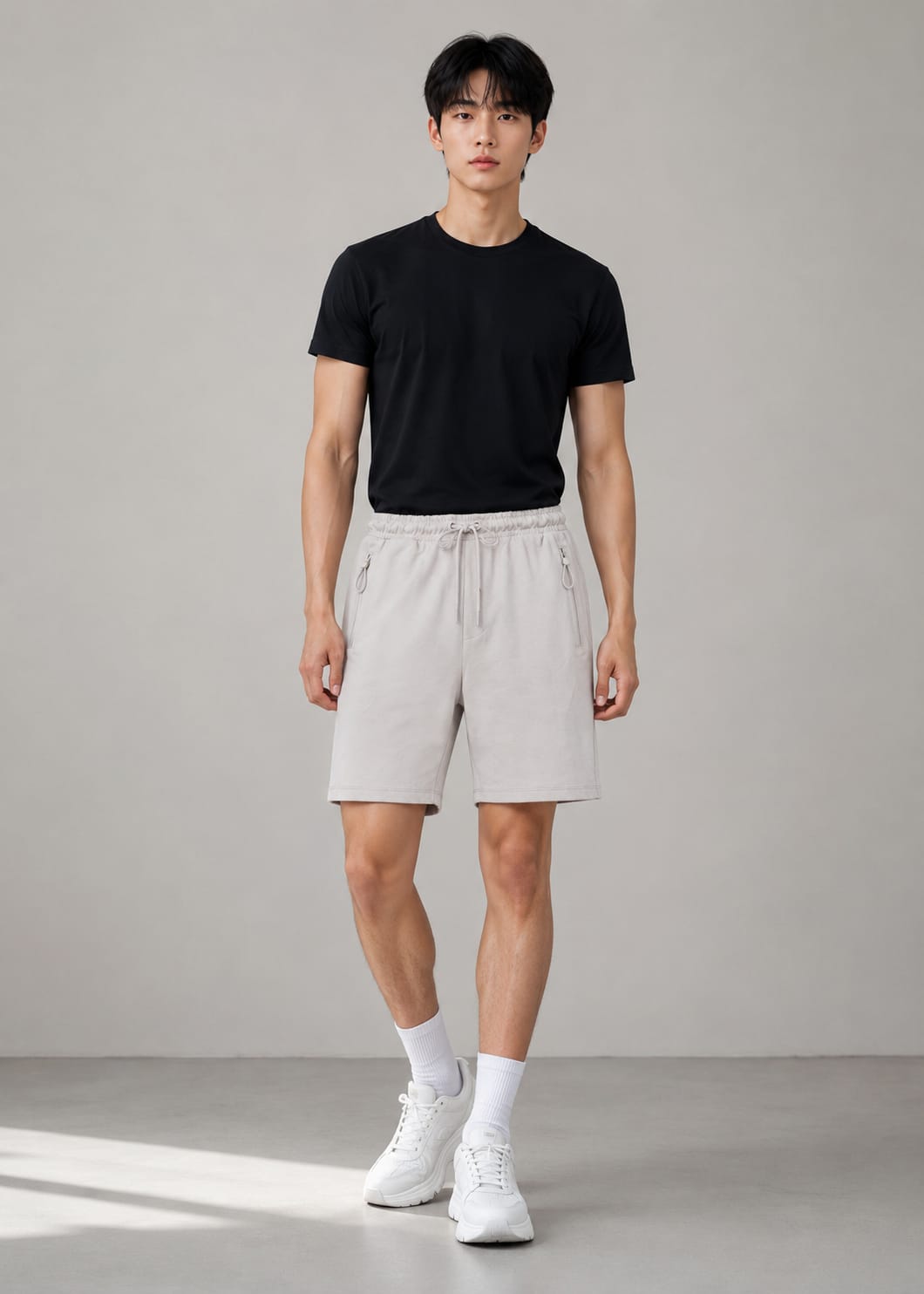 jersey knit Shorts in Off-white