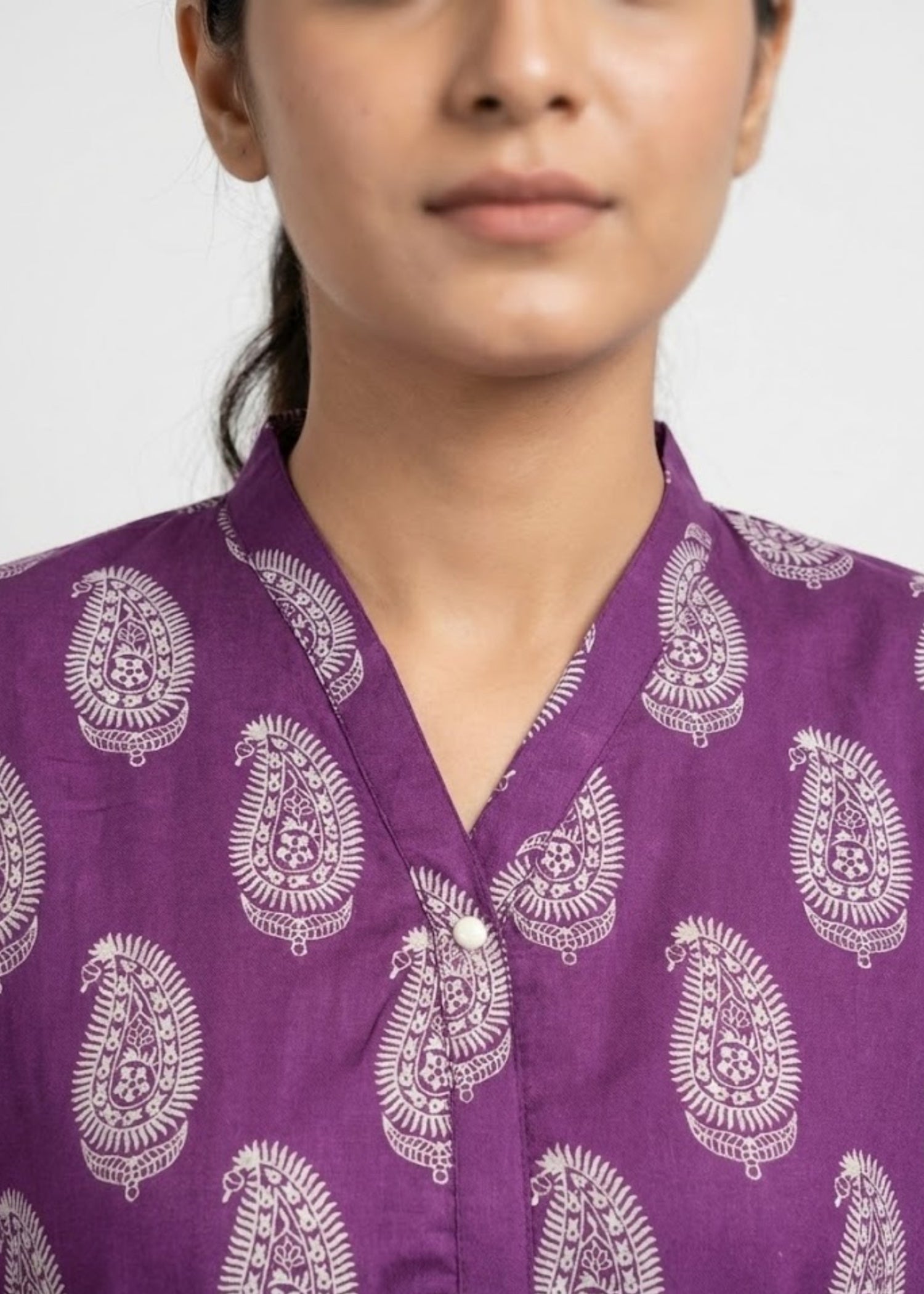 linen Kurta Set in Purple