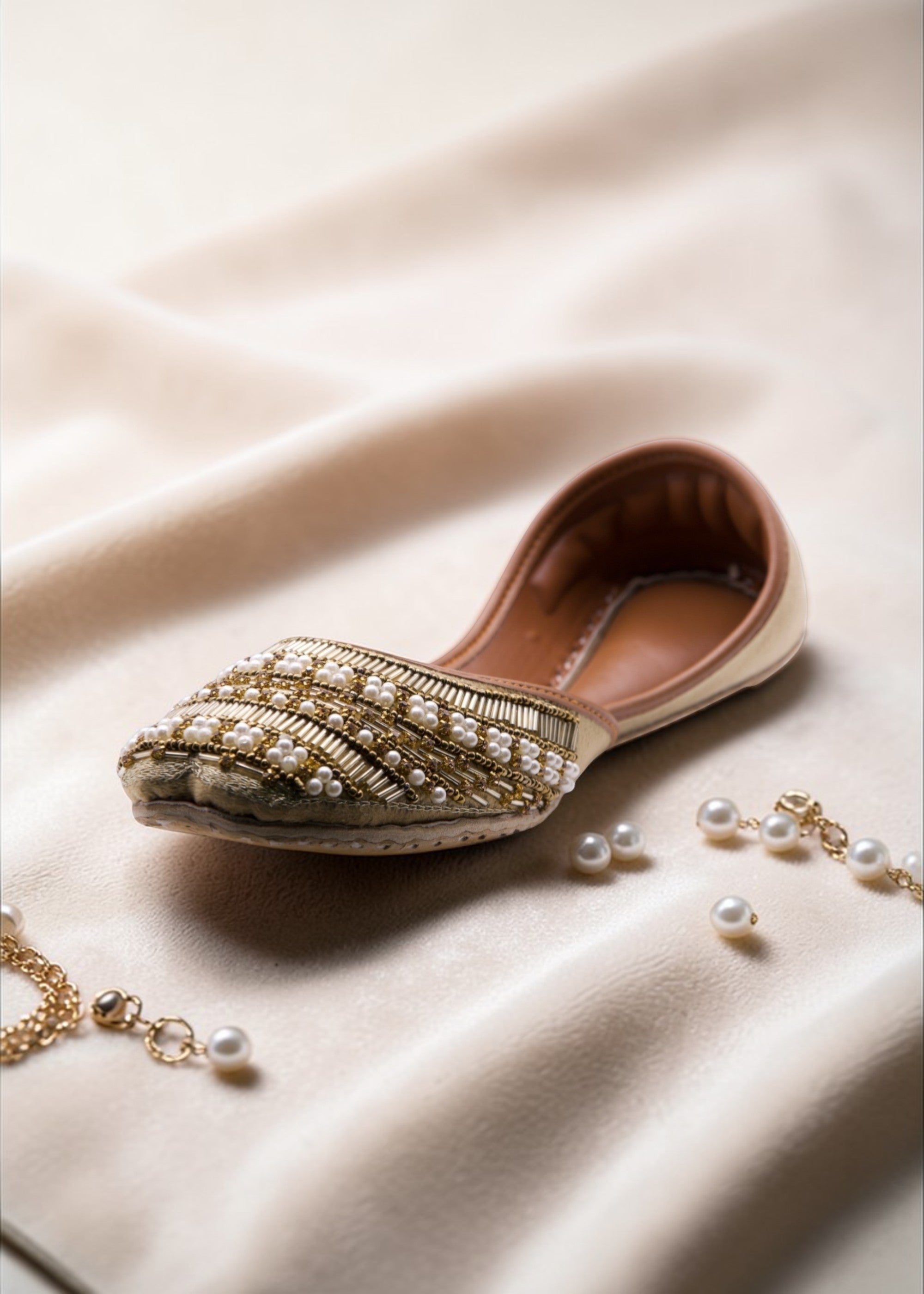 Khussa in Champagne by - High Quality Women Khussa BGZ8496