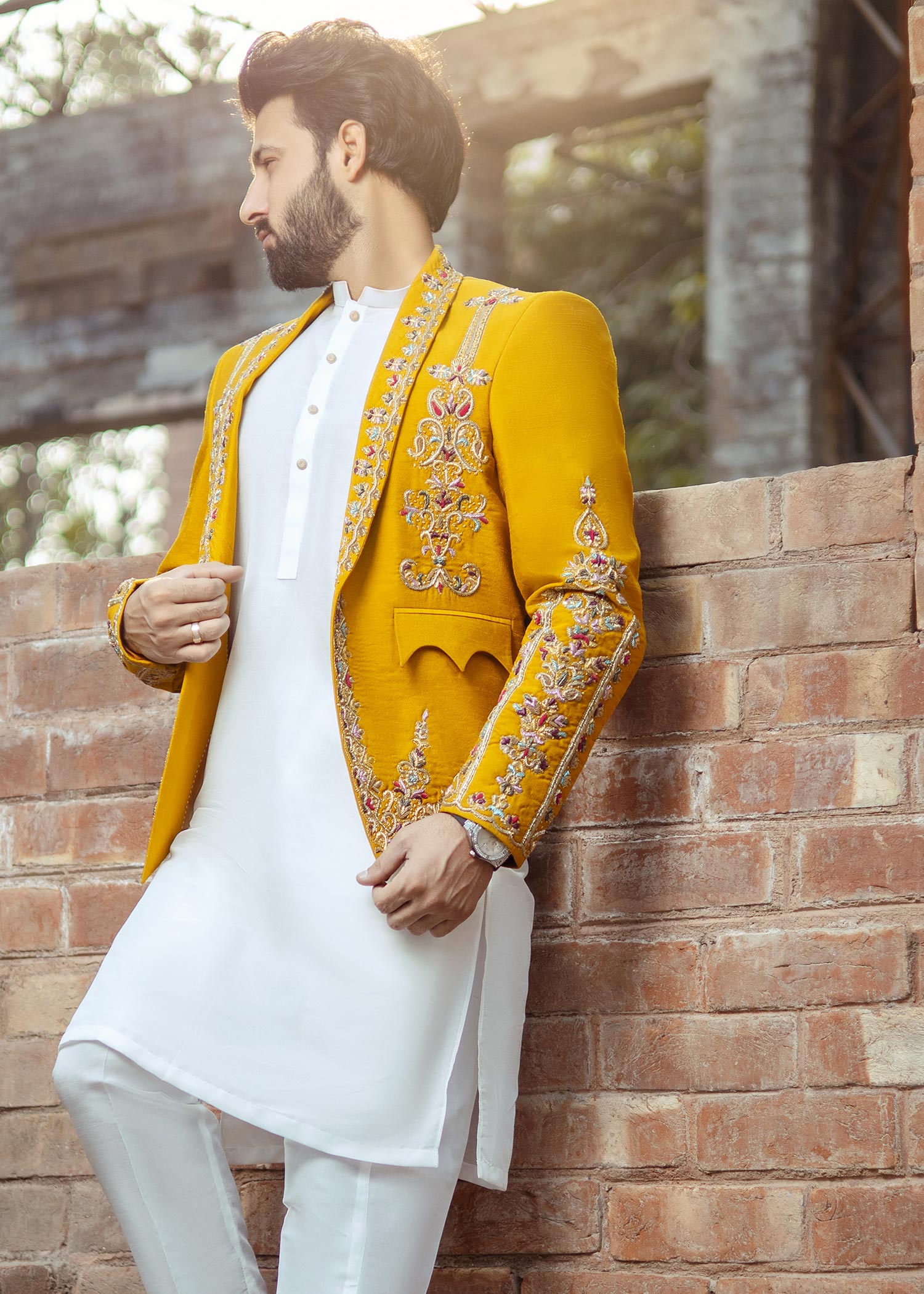 silk Prince Coat in Yellow