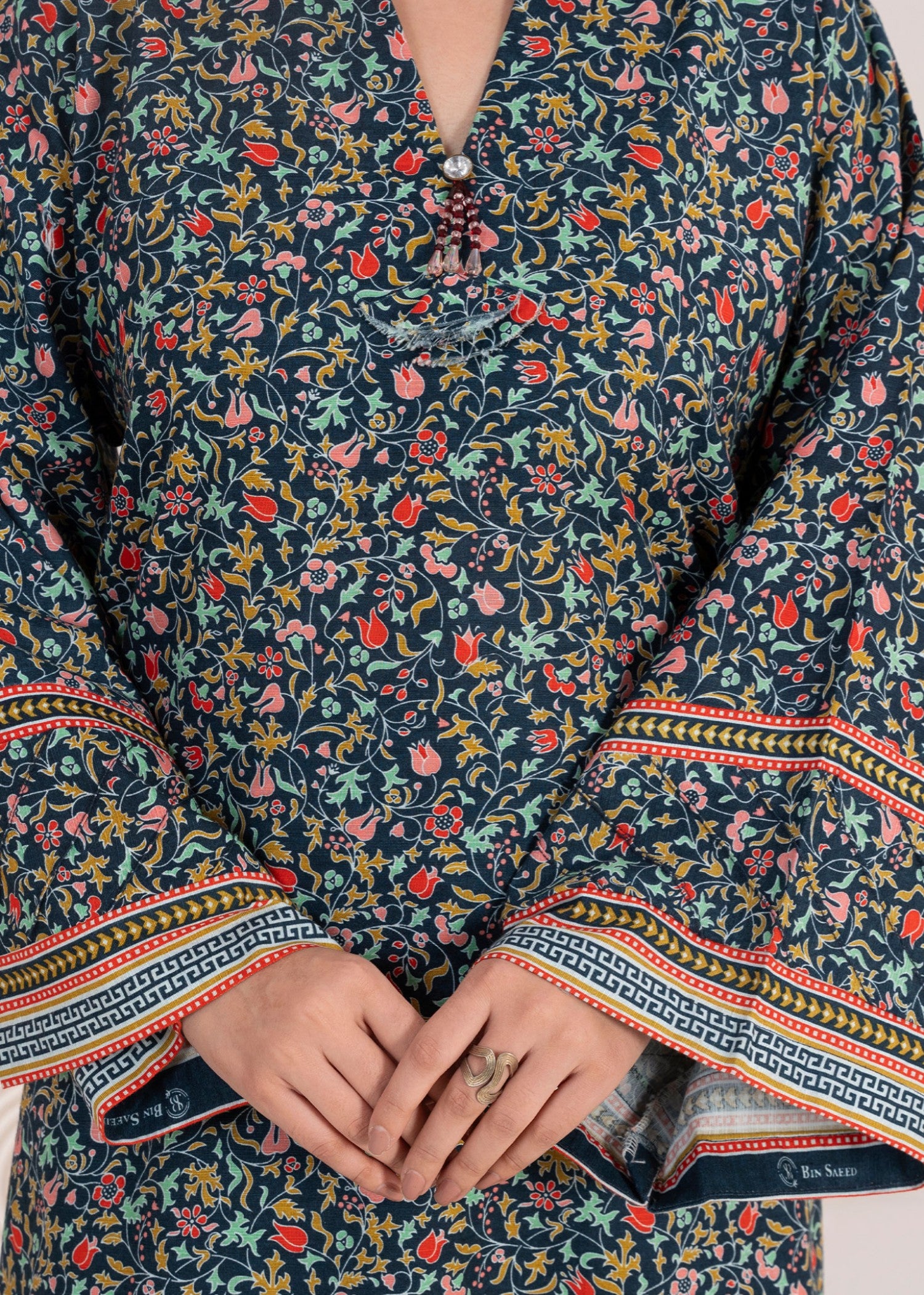 khaddar Kurta Set in Navy blue