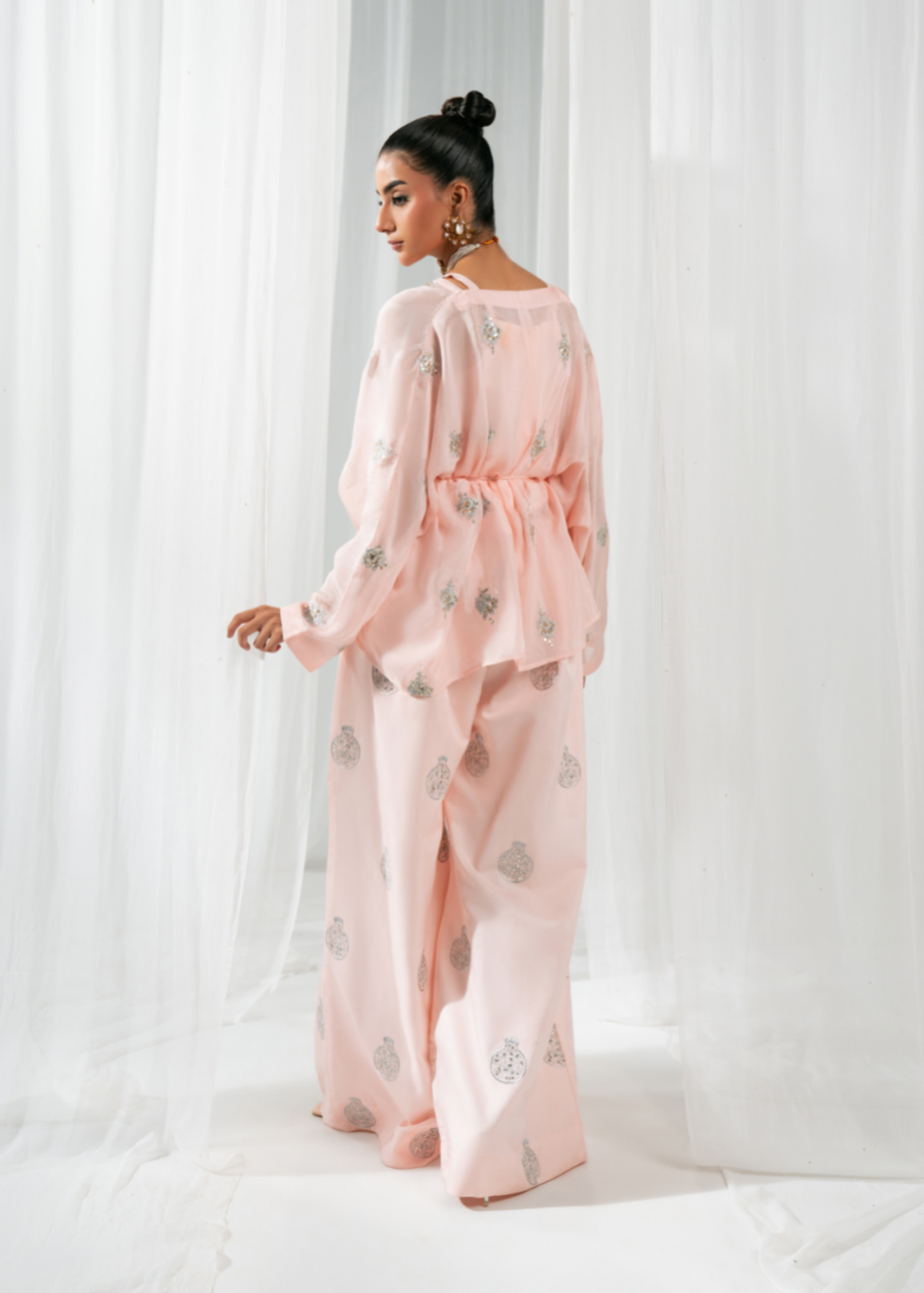 medium silk Co Ord Sets in Baby pink