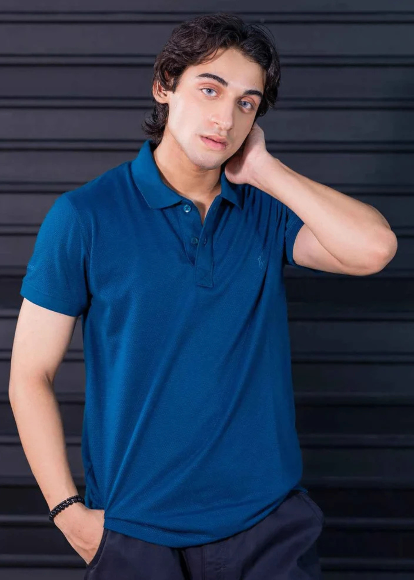 cotton Polo Shirt in Teal