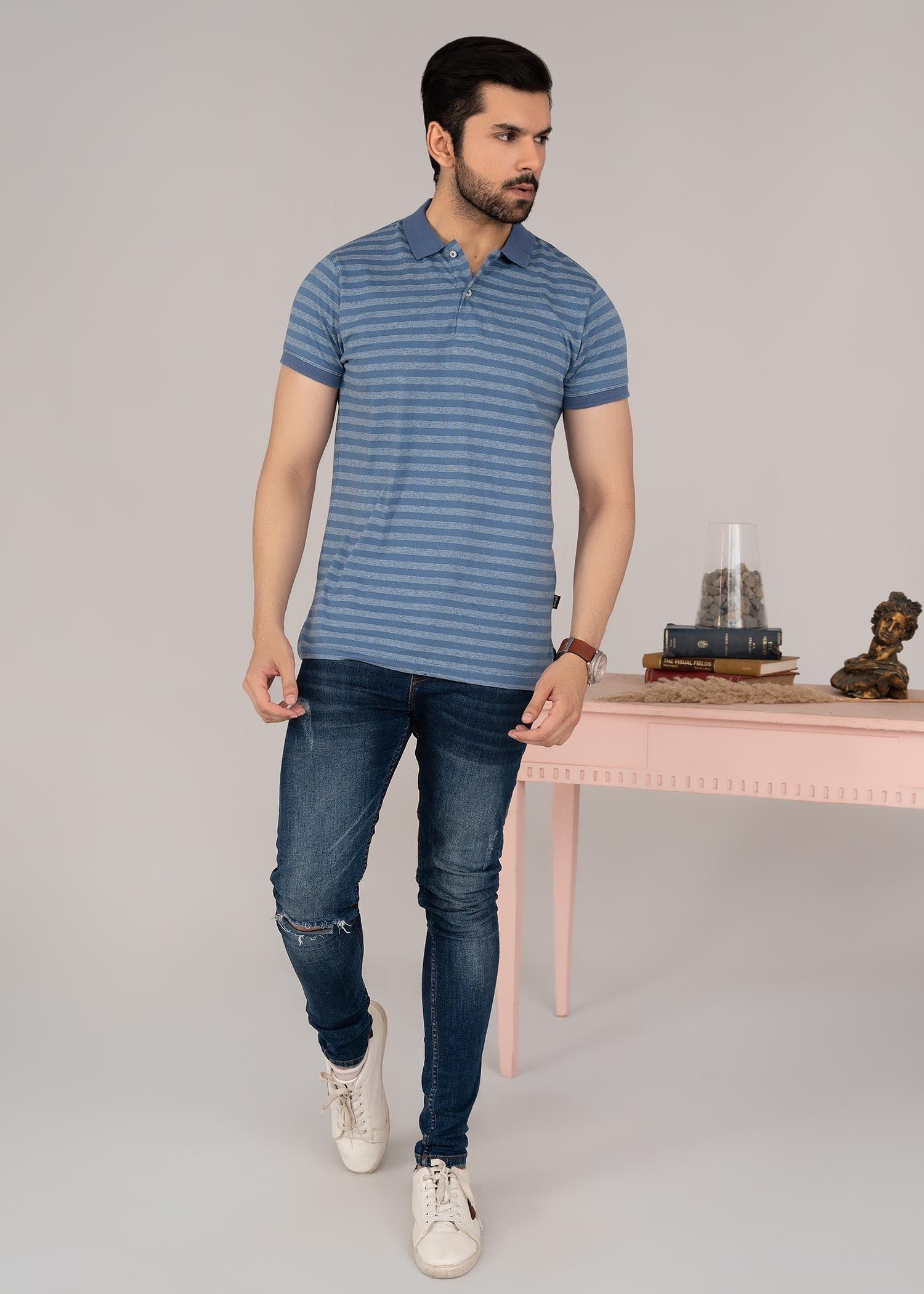 cotton Polo Shirt in Blue