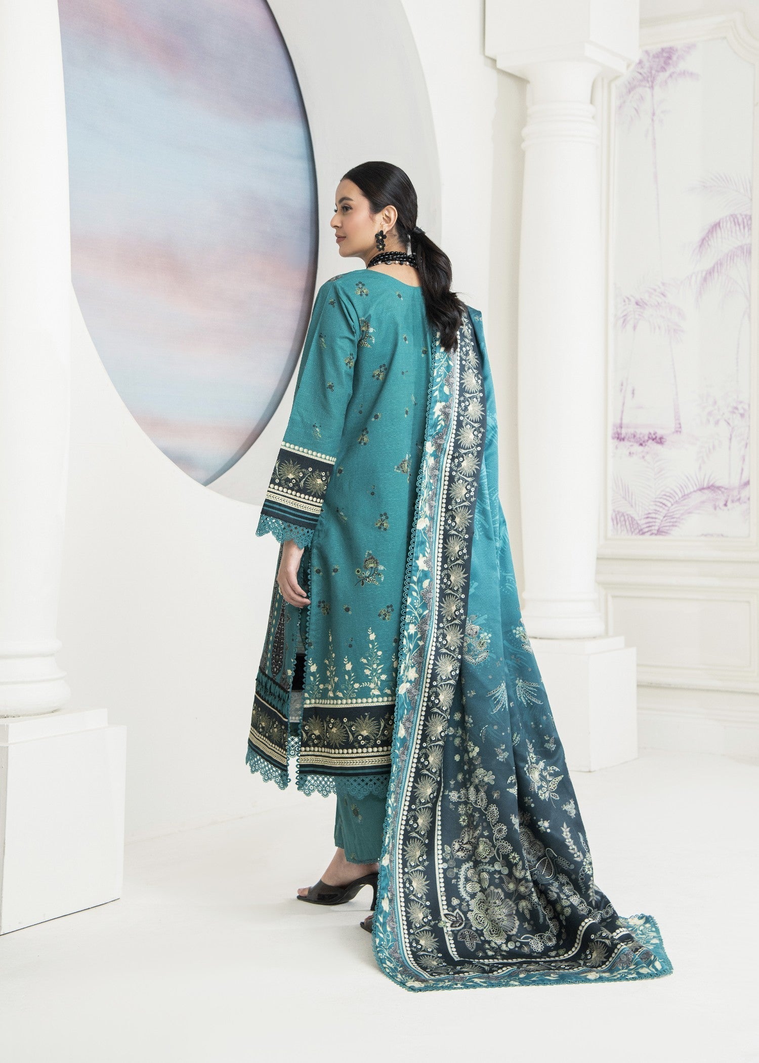khaddar Kurta Set in Turquoise