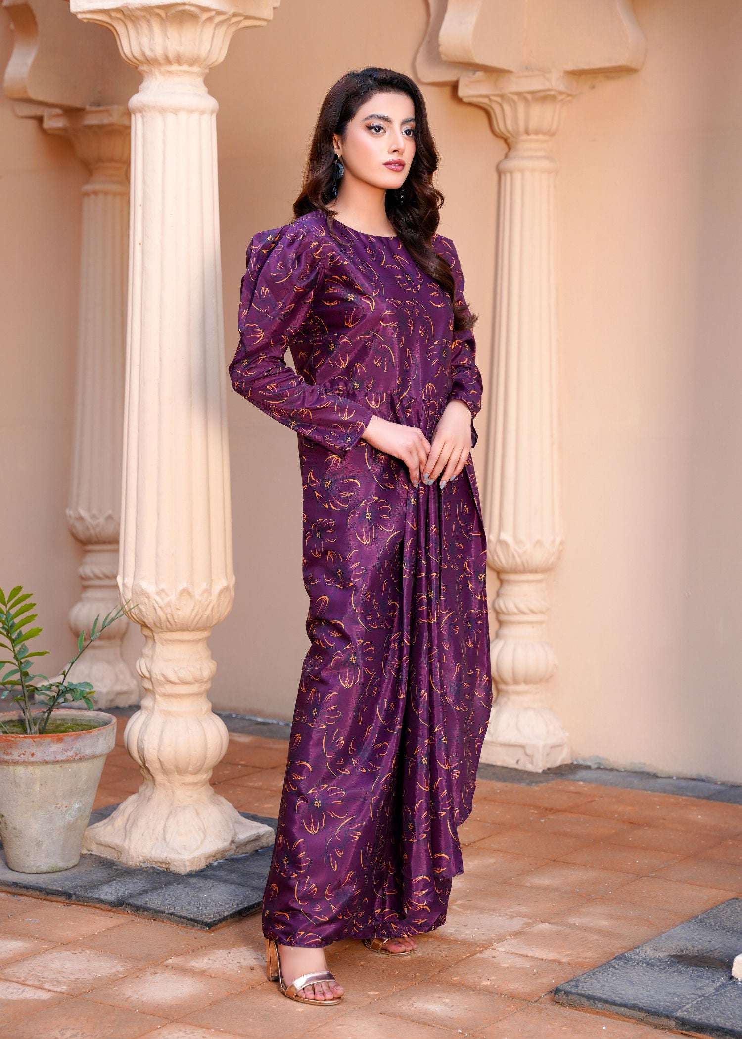crepe Maxi in Burgundy
