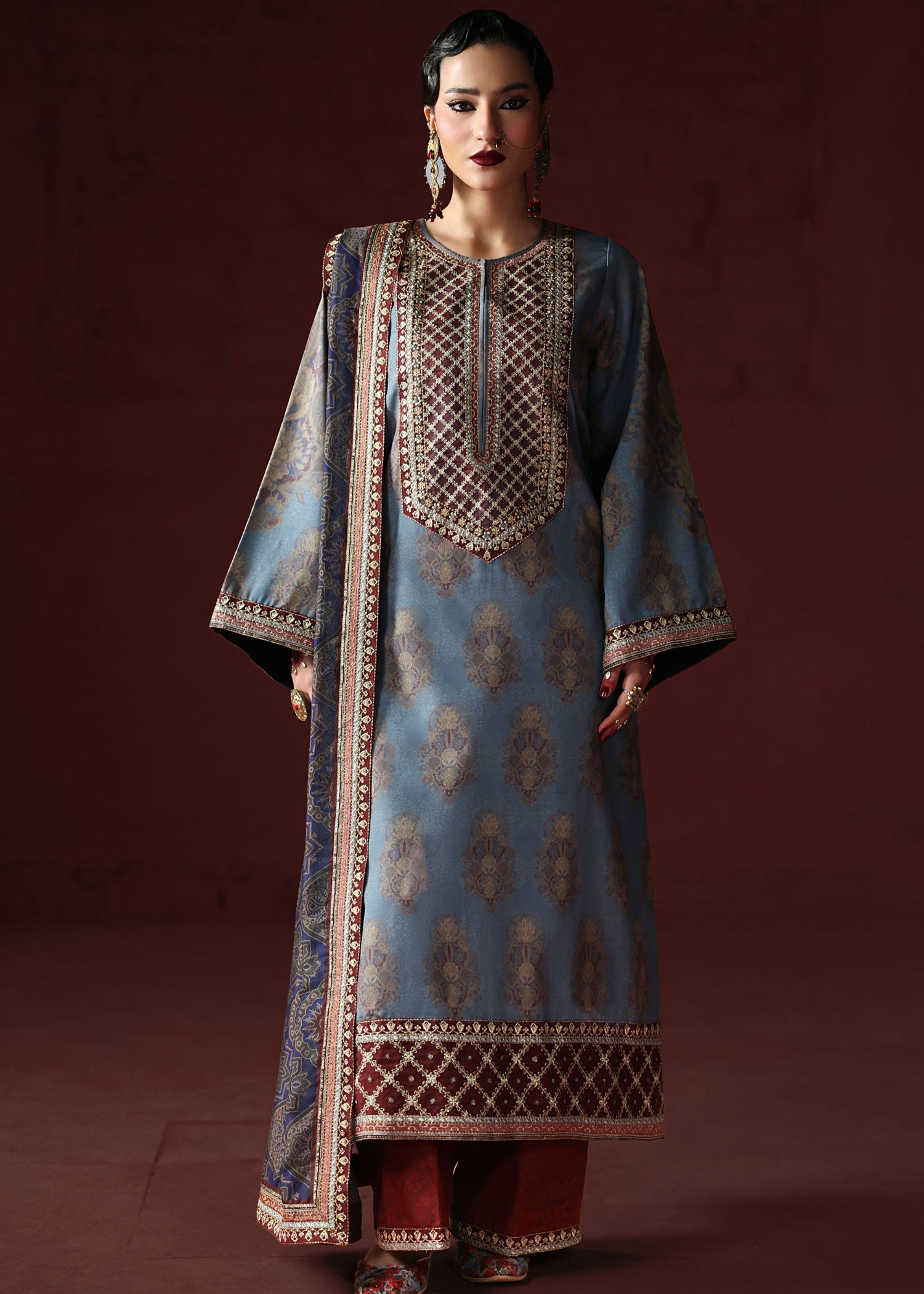 pk raw silk Kurta Set in Slate grey, sapphire blue, maroon