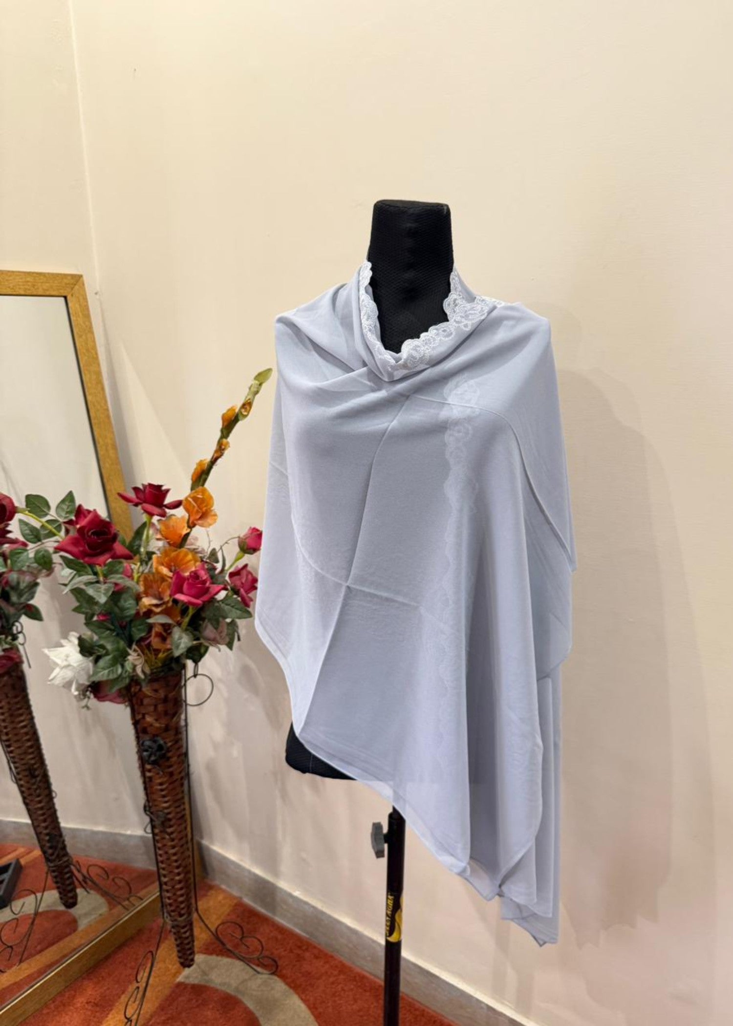 georgette chiffon Hijab in Silver