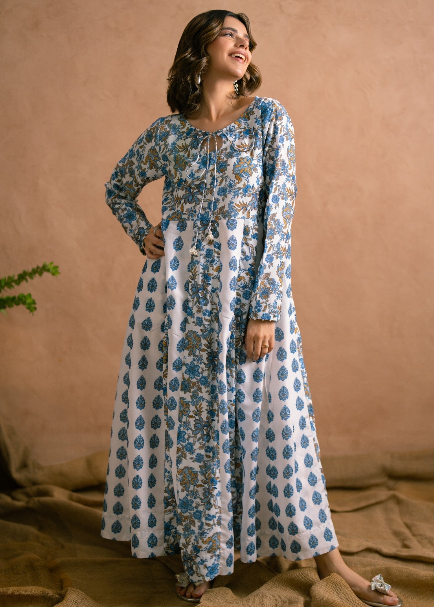 poly viscose Pishwas in White