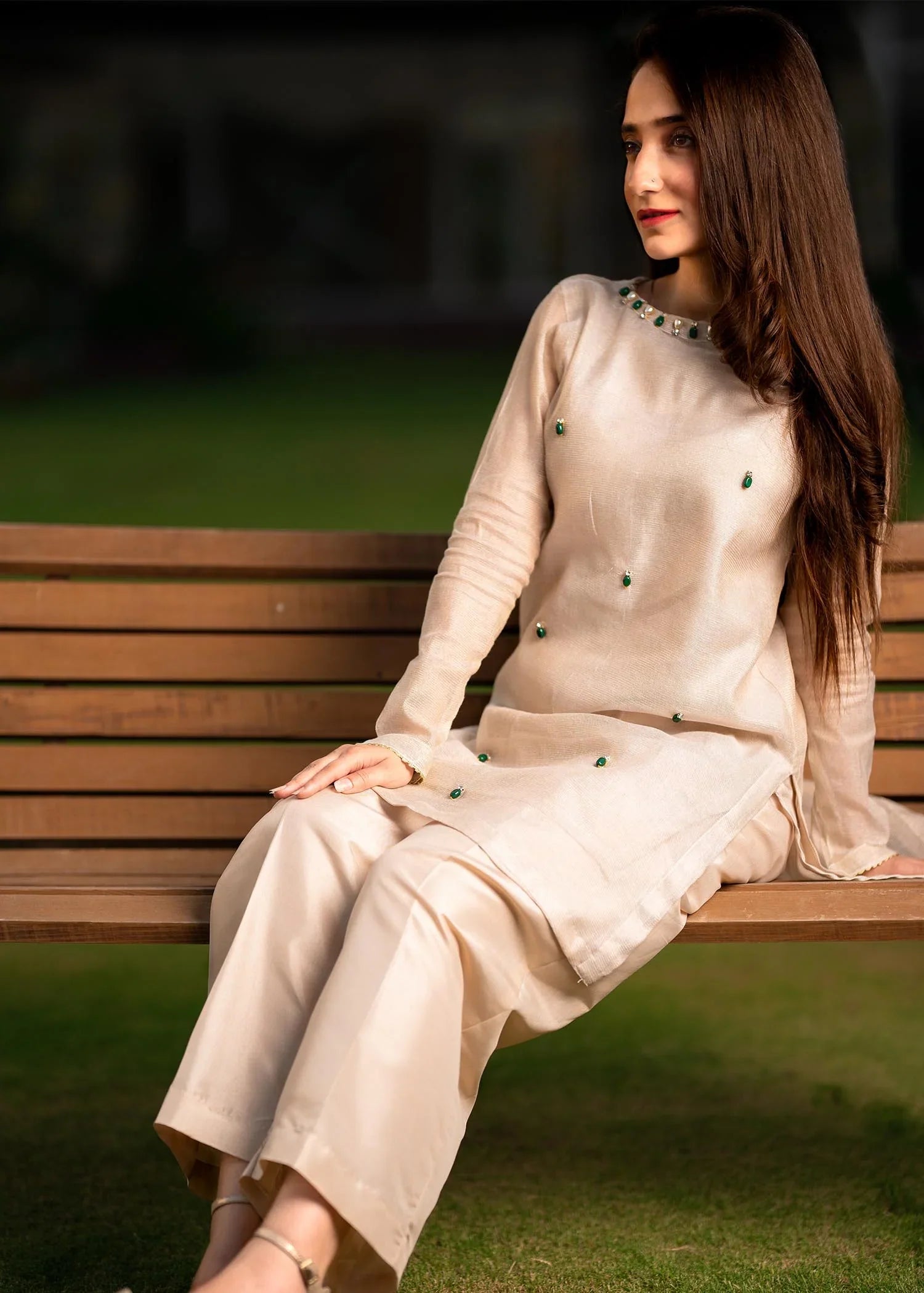 khaddi net Kurta Set in Goldenrod