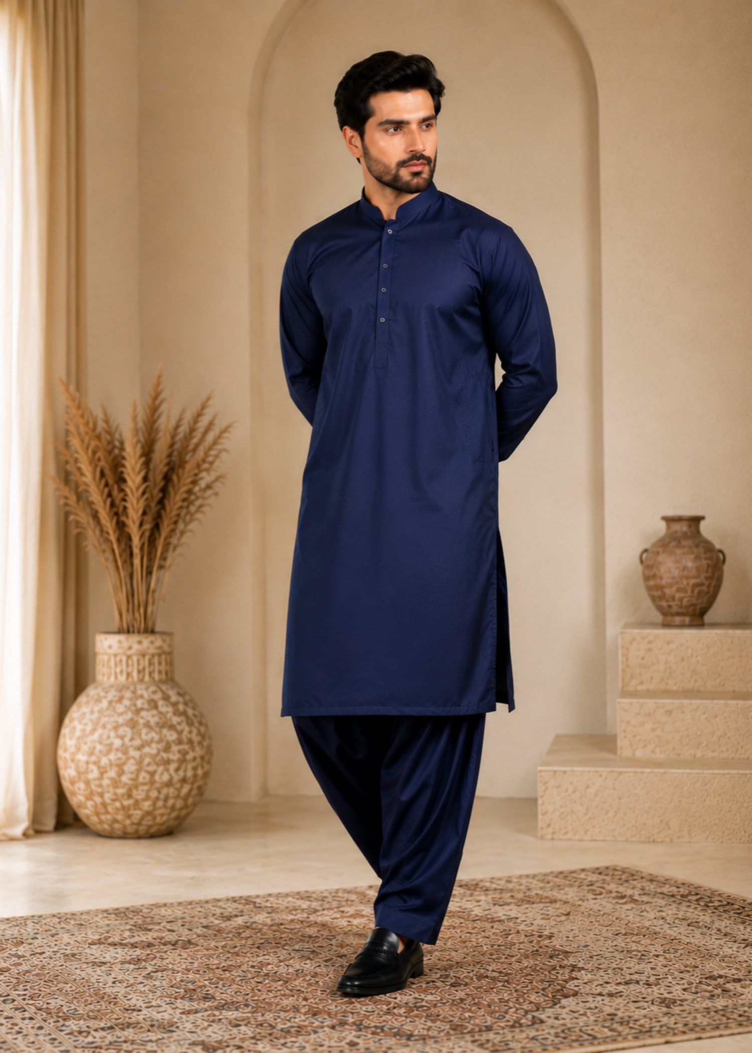wash & wear Shalwar Kameez in Navy blue