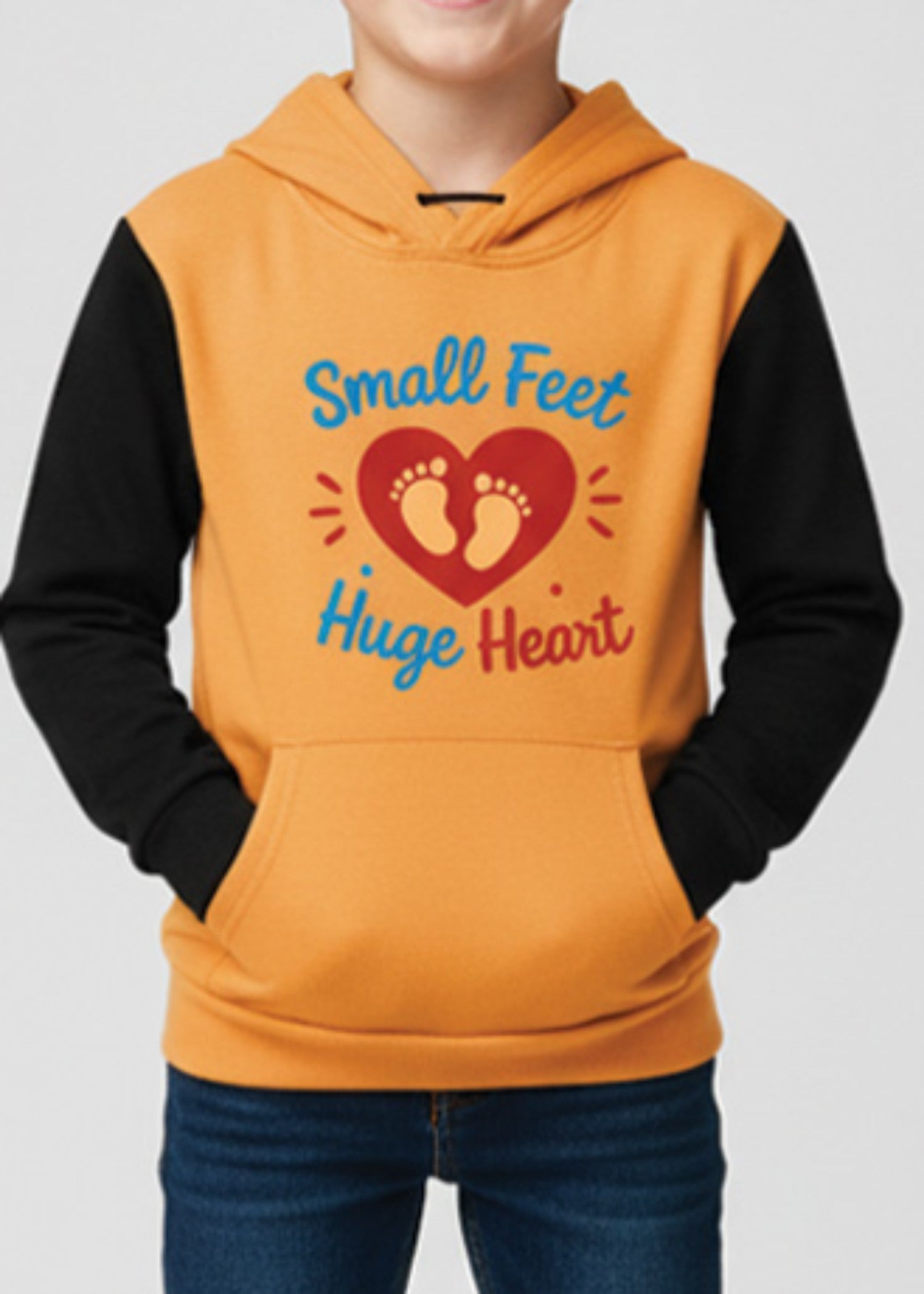 fleece Hoodie in Black, mustard