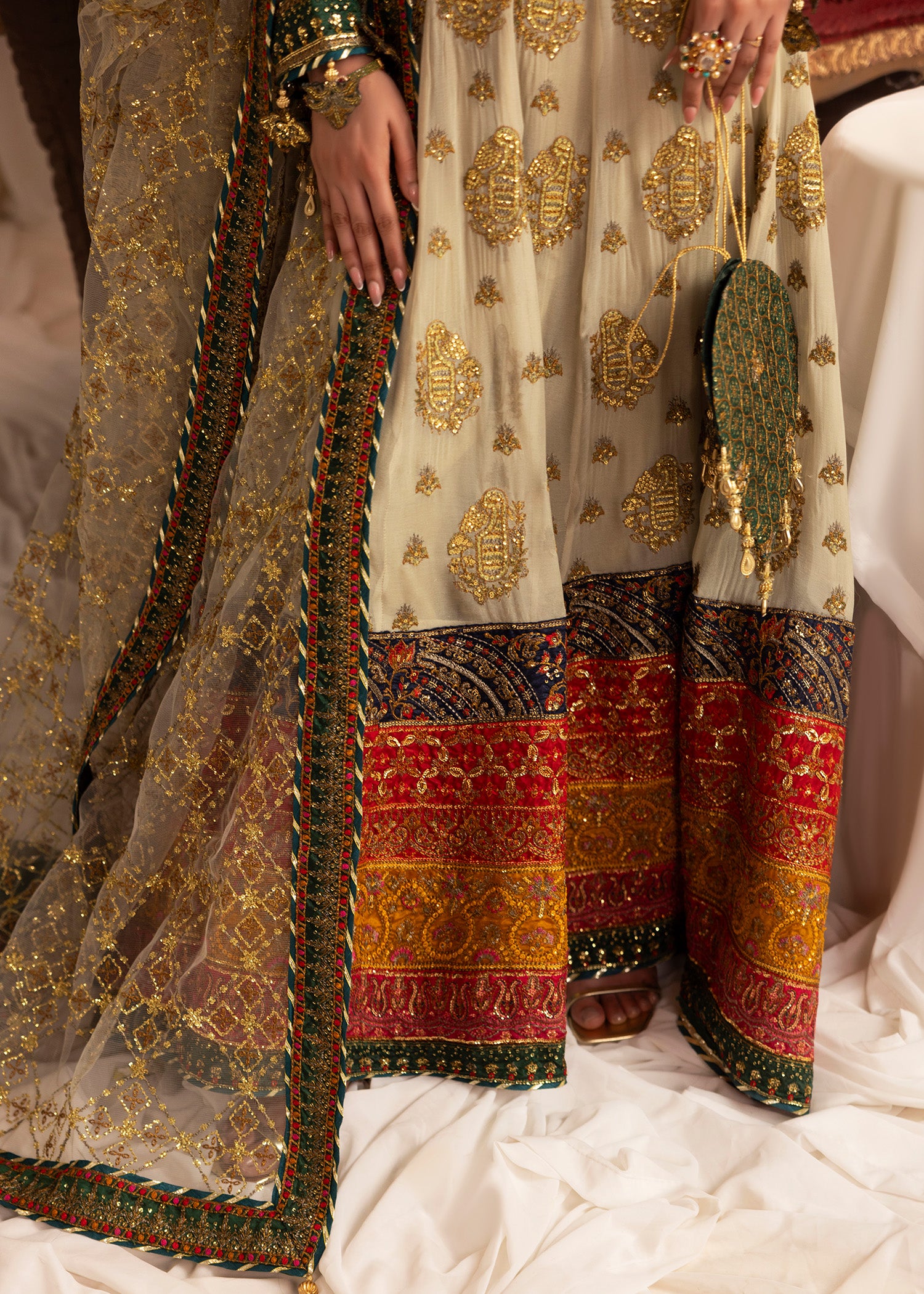 chiffon Angrakha in Sage green