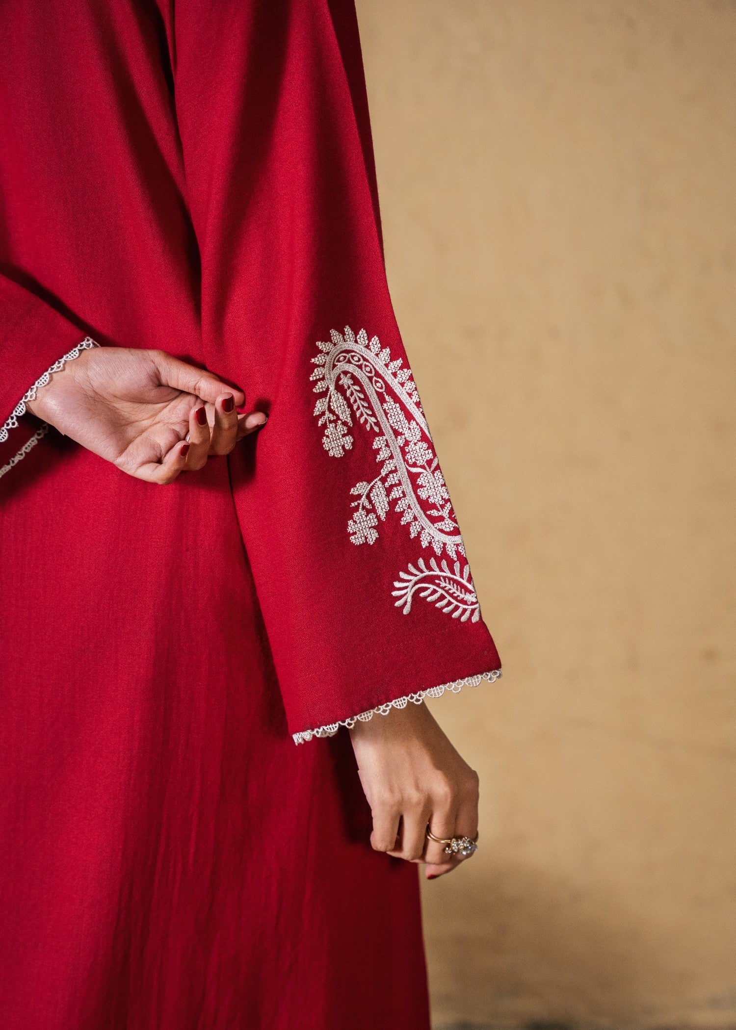 dhanak Kurta Set in Crimson