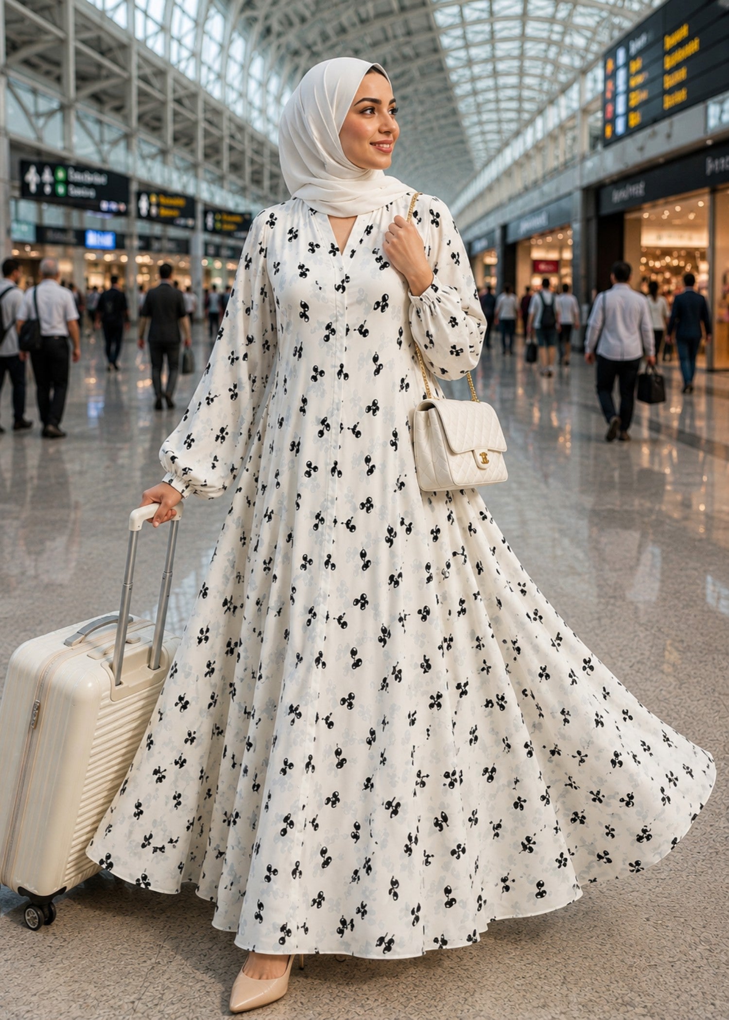 georgette Abaya in Ivory