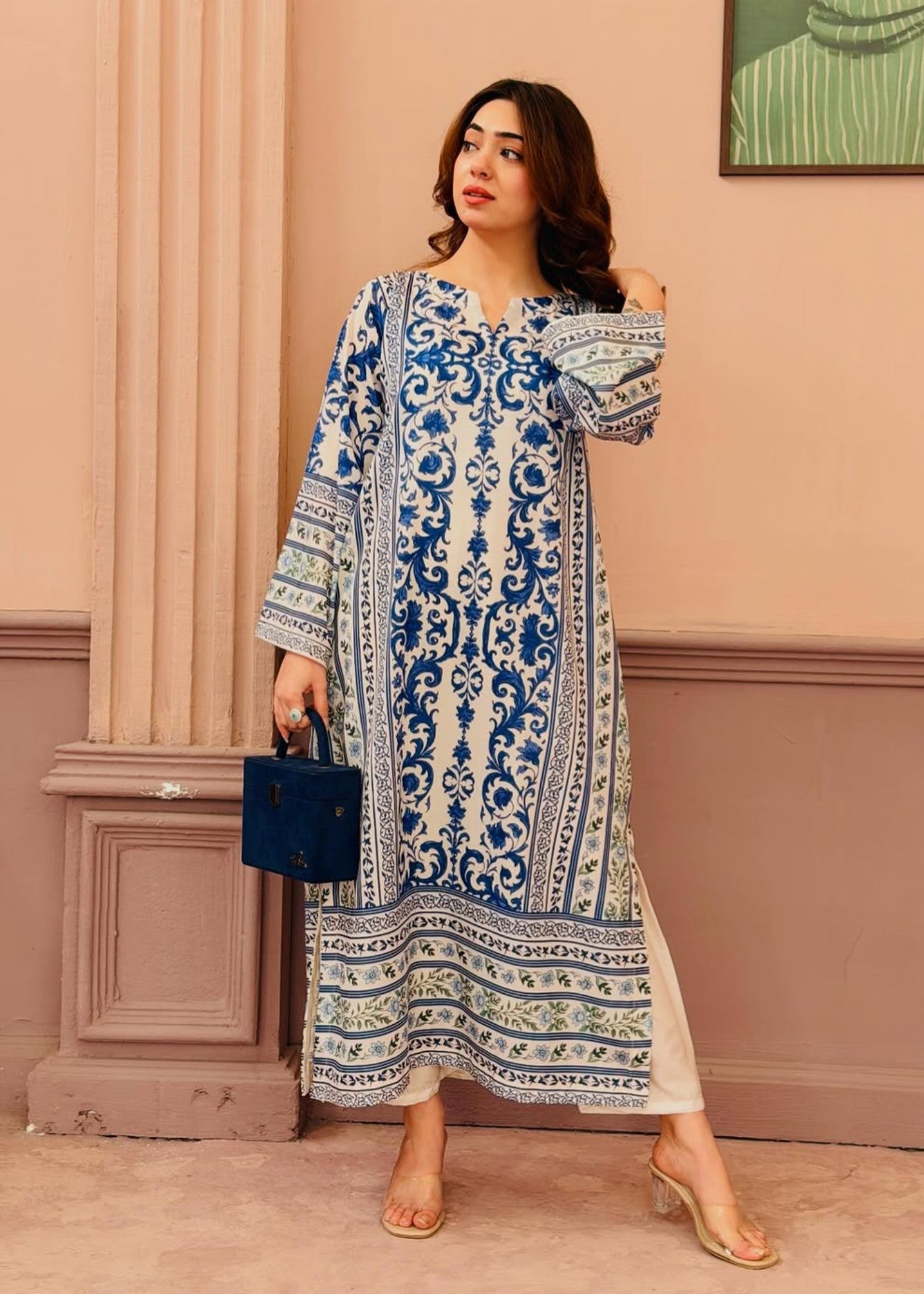 poly grip silk Kurta Set in Multi