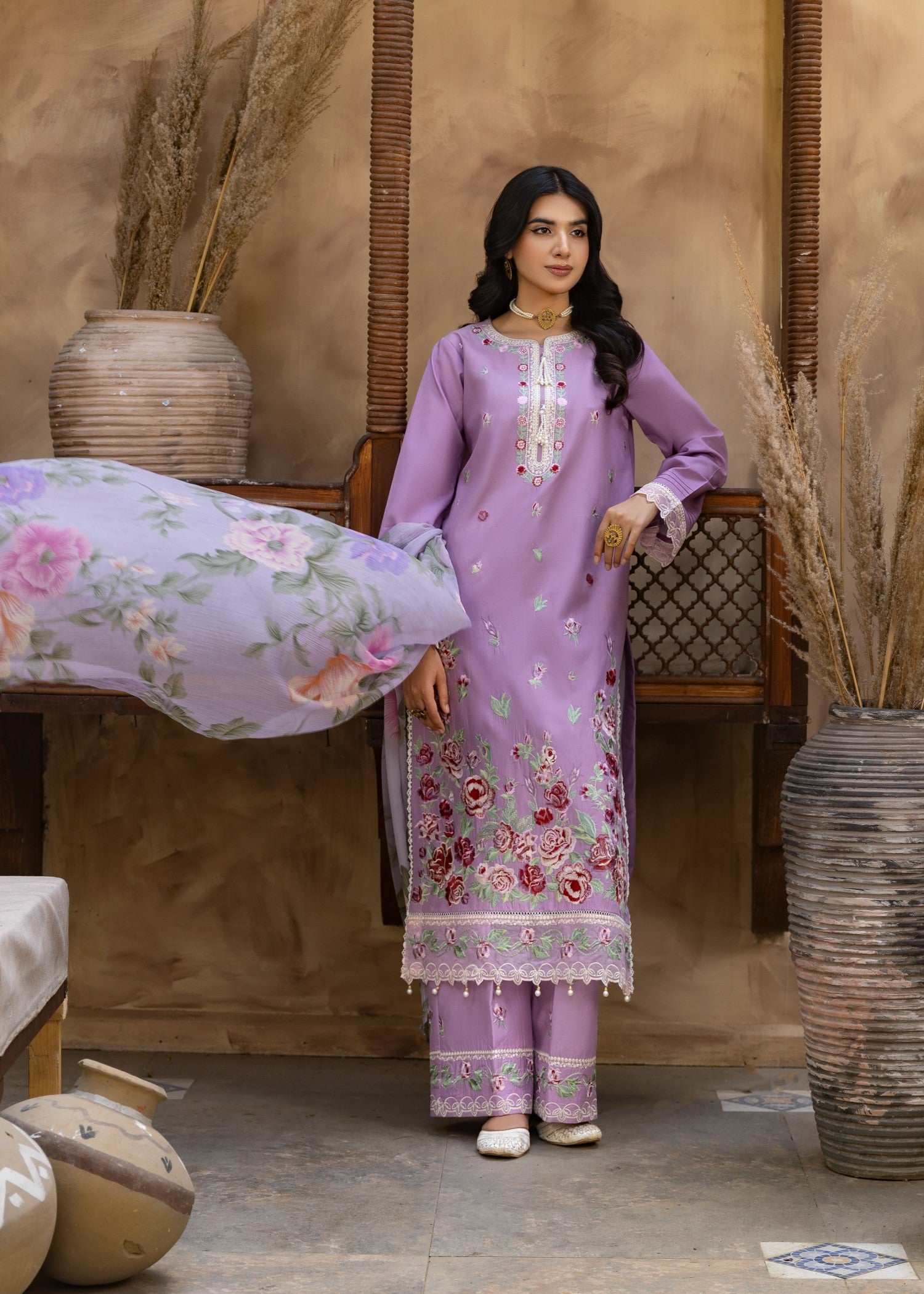 lawn Unstitched in Violet