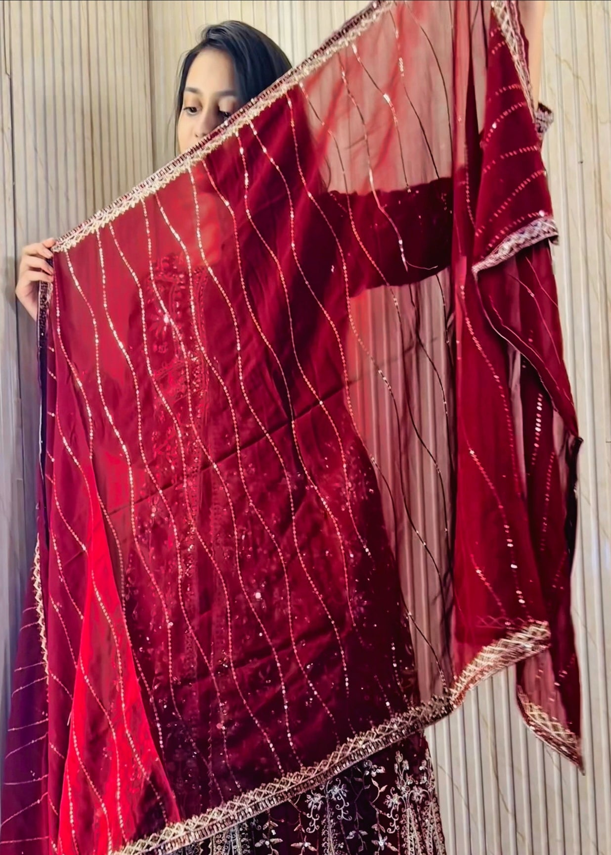 bemberg crinkle chiffon Maxi in Maroon